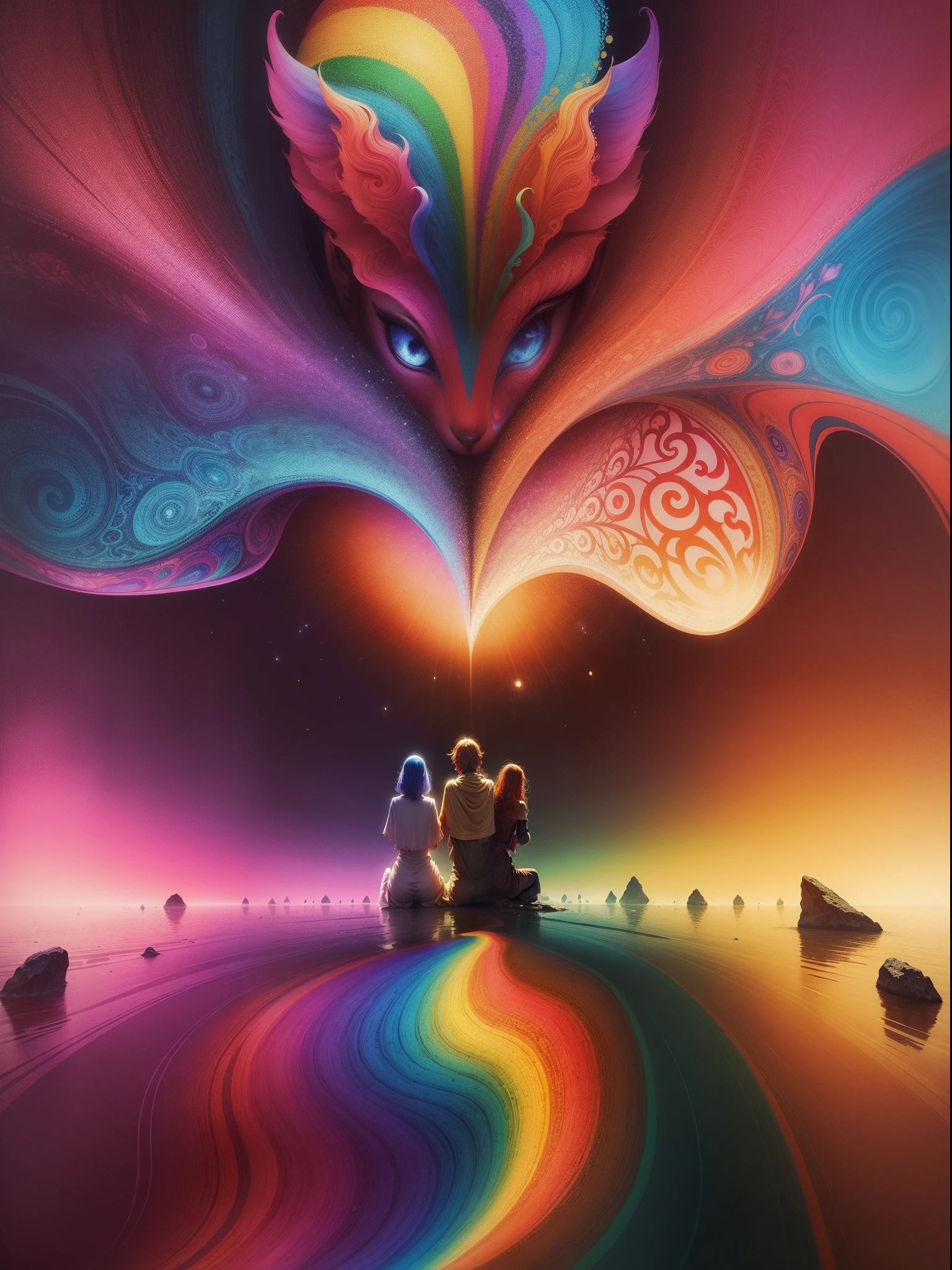 "Psychedelisches Anthro, lebendige Farben, Happiness and love. Surreal, beautiful place."