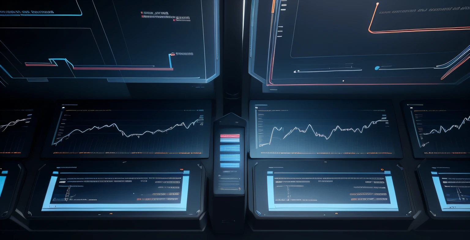 High detail banner image for artificial intelligence, machine learning, e dashboards, em azul escuro, futurista, Tecnologia, Moving bar and line chart, economia, 4k, 3d