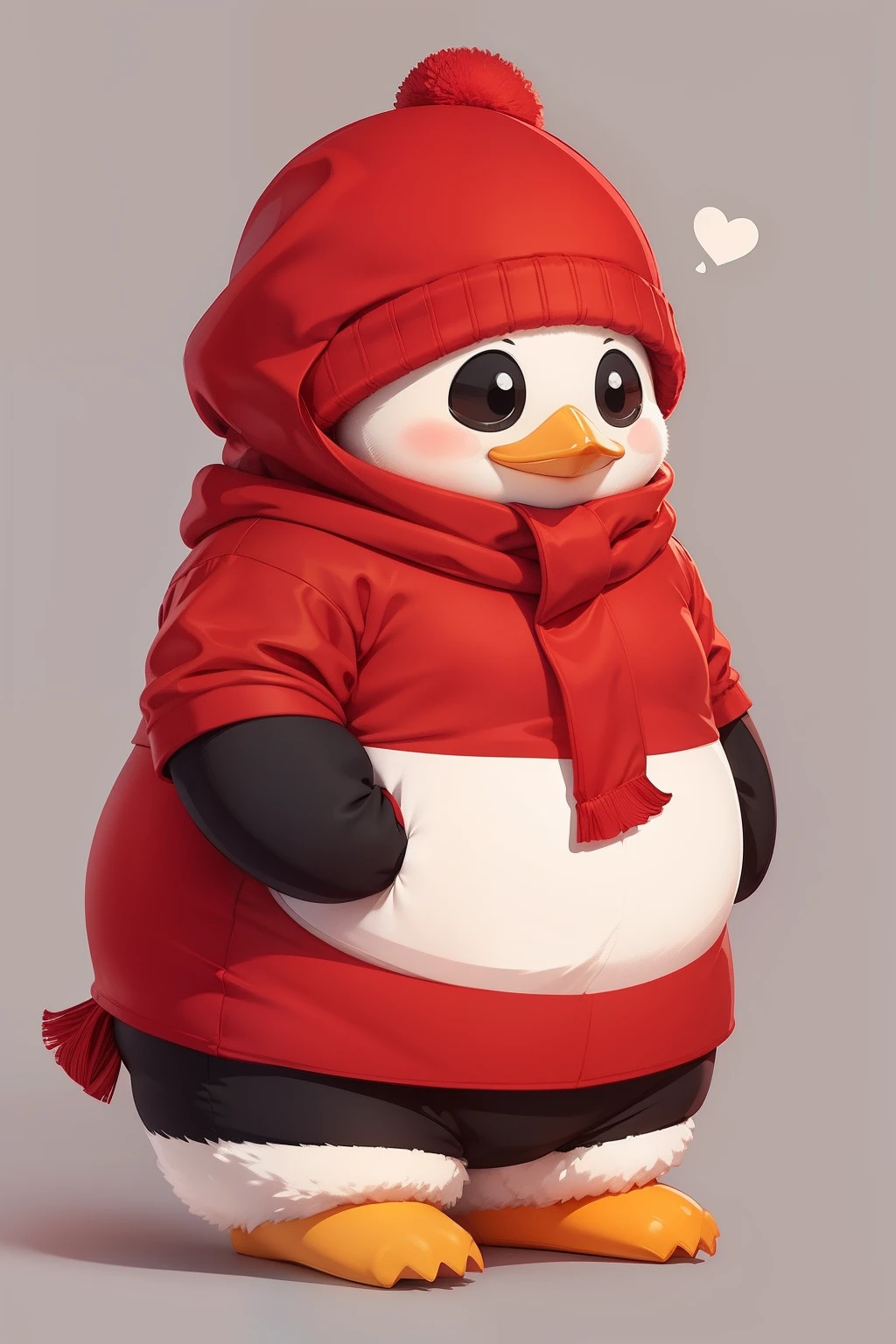 Chubby cute penguins,Chunky Chinese holiday red dress style, Warm clothes, Stick figure style,8K,Plain white background,minimalistic background