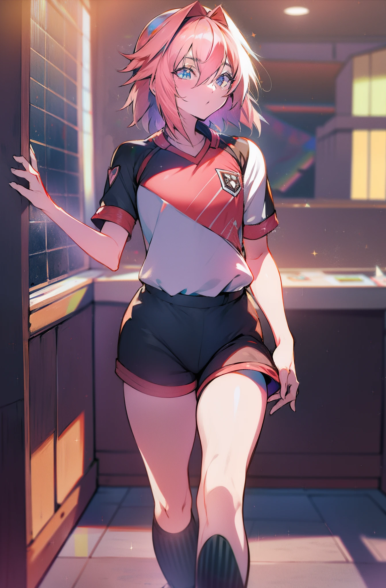 O destino de Astolfo , uniforme de futebol,Diamante, cabelos multicoloridos, olhos multicoloridos