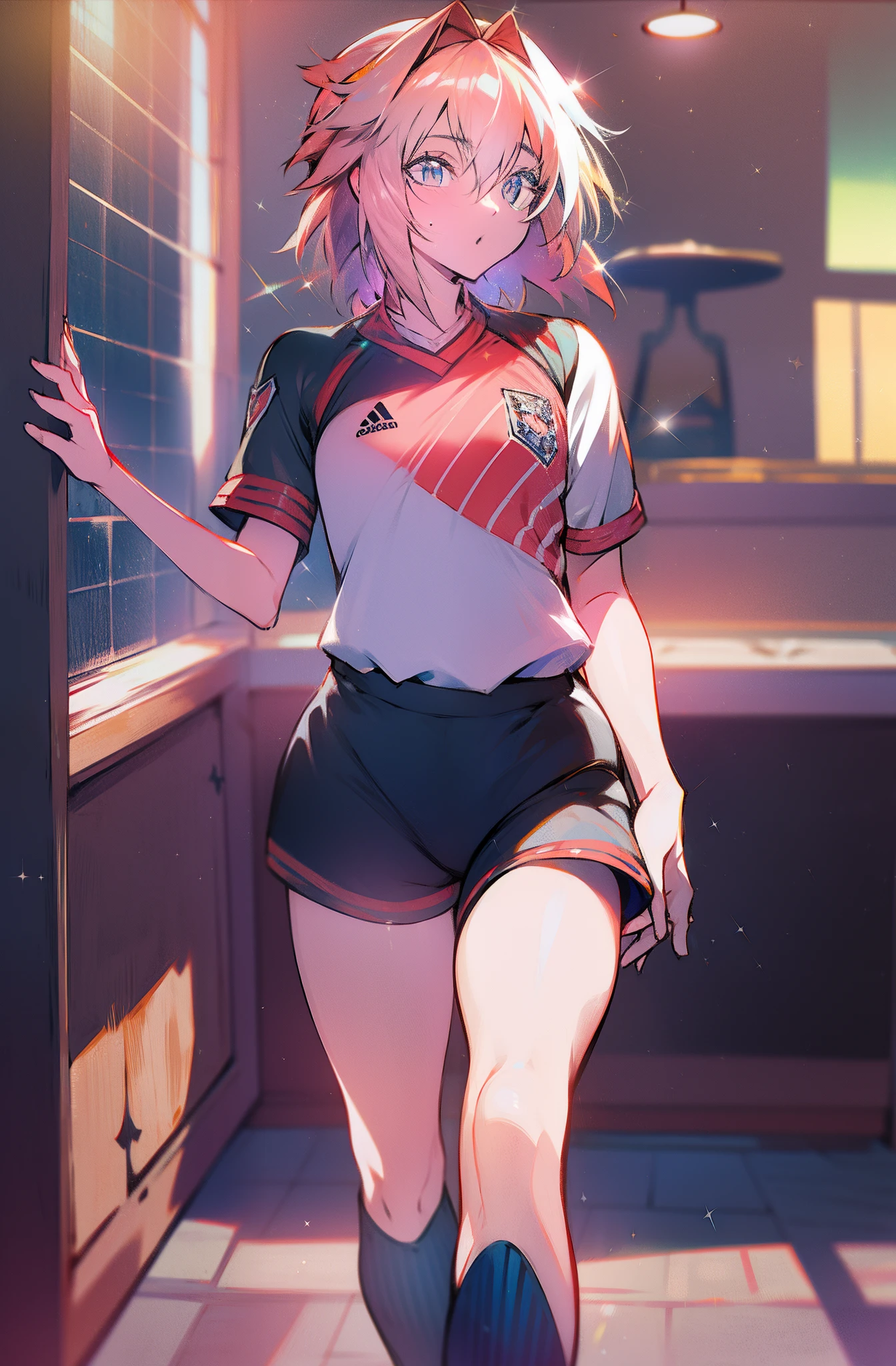 O destino de Astolfo , uniforme de futebol,Diamante, cabelos multicoloridos, olhos multicoloridos