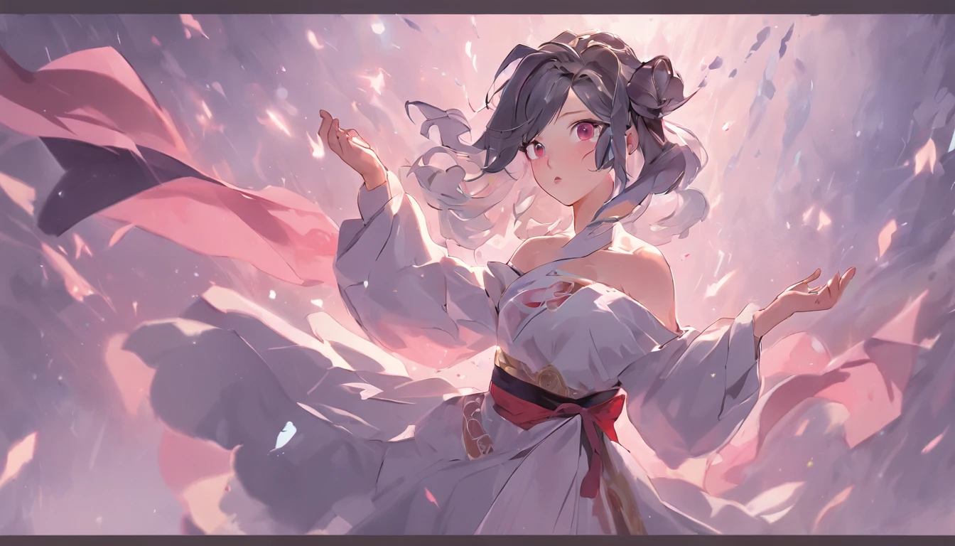 league of legends character art, League of Legends concept art,league of legends splashart, League of Legends character, league of legends art, from league of legends, Riot game concept art, league of legends style art, league of legends splashart, league of legends champion,komono, Hanfu,Taoist uniform,Off-the-shoulder attire,shift dresses,ta prostitute,Motion blur, Depth of field means reflection,extreme light,fog atmosphere,The moonlight shone on the side of the girl's face,22 year old,realisticlying,no-bra,vacuum,Extra-long sleeves,Long off-the-shoulder dress,huge tit,cleavage,Full length of colorful hair(1.9),Color gradient for long hair,Messy hair,Barefoot,Full body like,realskin,realcumAI,Snow-white skin,Snow-white thighs,Top image quality,Extreme light and shadow,White panty hose,High details,Standing painting,lines of movement,dynamicposes,komono,PC Wallpapers,Two-thirds of the canvas generates the body,move chart
