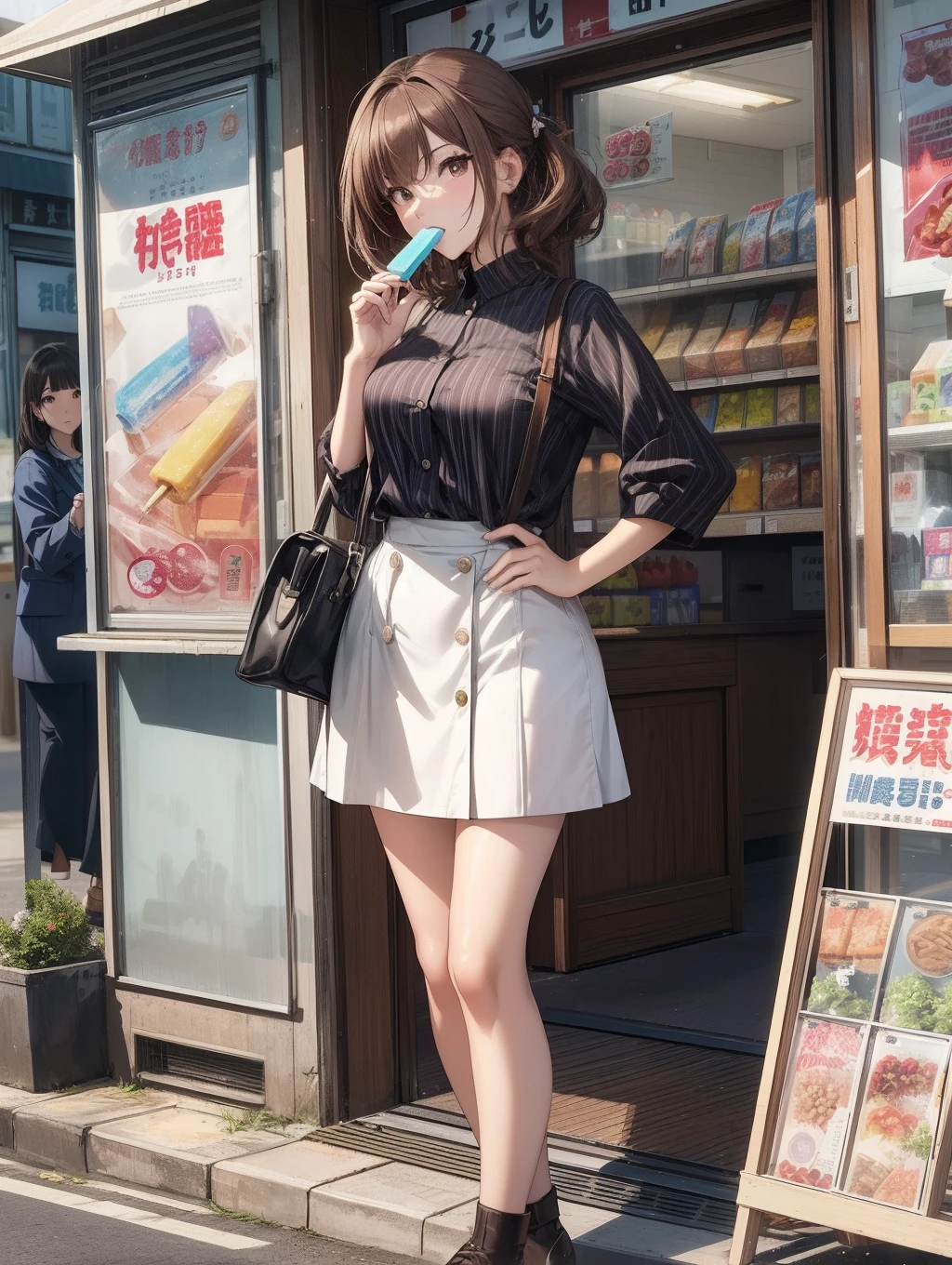 masterpiece, best quality, [workshop|aquarium]
BREAK
1girl, solo, standing, facing viewer
BREAK
<lora:EPfeGoldmary-07:0.8>, EPfeGoldmary, yellow eyes, brown hair, smile
BREAK
[multicolored top, turtleneck|pompom]
BREAK
[white skirt, long skirt, pleated skirt|leather pants]
BREAK
[tube socks, (wedge heels) |monk strap]