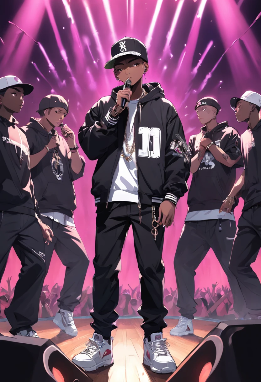 "Create a captivating portrayal of a charismatic drill rapper in the midst of a powerful performance. Visualize a diagram that radiates confidence, Decorated with fashionable streetwear that exudes a bold posture. Their attitude is、When they command the stage、Magnetic, Channel the raw energy of their lyrics and beats.

Imagine that the rapper's microphone is firmly gripped with one hand, Although the other hand makes a gesture with purpose, Emphasize the rhythm of their poems. The background of the stage is、Pulsating with dynamic visuals that match the intensity of their music — flashing lights, Graffiti-inspired artwork, and hypnosis patterns.

When the rapper moves across the stage, The energy of the crowd reflects their own energy. Enthusiastic fans join, Echoing lyrics、Create an electrical atmosphere. The rapper's voice cuts through the air, Deliver scriptures that talk about life, struggle, And victory, Reflecting the realities of the urban environment.

In this performance, The rapper's persona is bigger than life, Embodying the essence of the drill rap genre. The lyrics are tinged with authenticity, Draw from personal experiences and street narratives. The beat reverberates with a peculiar urban heartbeat, And the audience hangs on every word, Performance Raw々Embrace Truth and Truth.

Capture the essence of the artistry of this drill wrapper, Charisma blend, Rhythm, And a compelling story. Convey the intensity of a live performance, Celebrating the connection between artists and audiences、Share moments to share emotions and expressions."