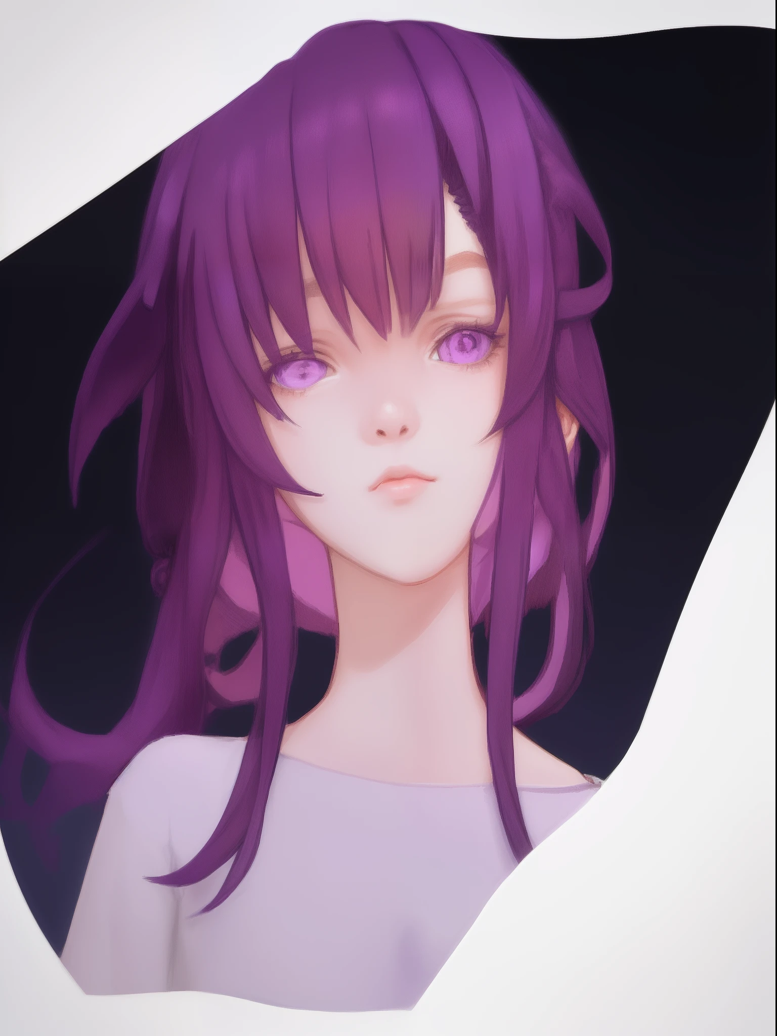 1menina, solo, kafka, cabelo roxo, ornamento, estilo anime, (nu: 1.3), (sbikini), seios grandes, decote, coxas, space background, (rubor: 1.3)