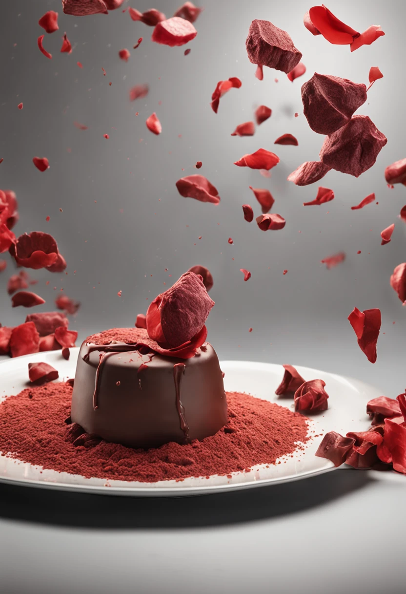 Best quality,masterpiece,(ultra high res),,chocolae dianshang2,Commercial photography,powerfulexplosion of red dust,designer lipstick,white lighting studio light,8k octane renderinghigh resolution photography,insanely detailed fine details,isolated plain,stock photo professional color grading,award winning photography,black background,