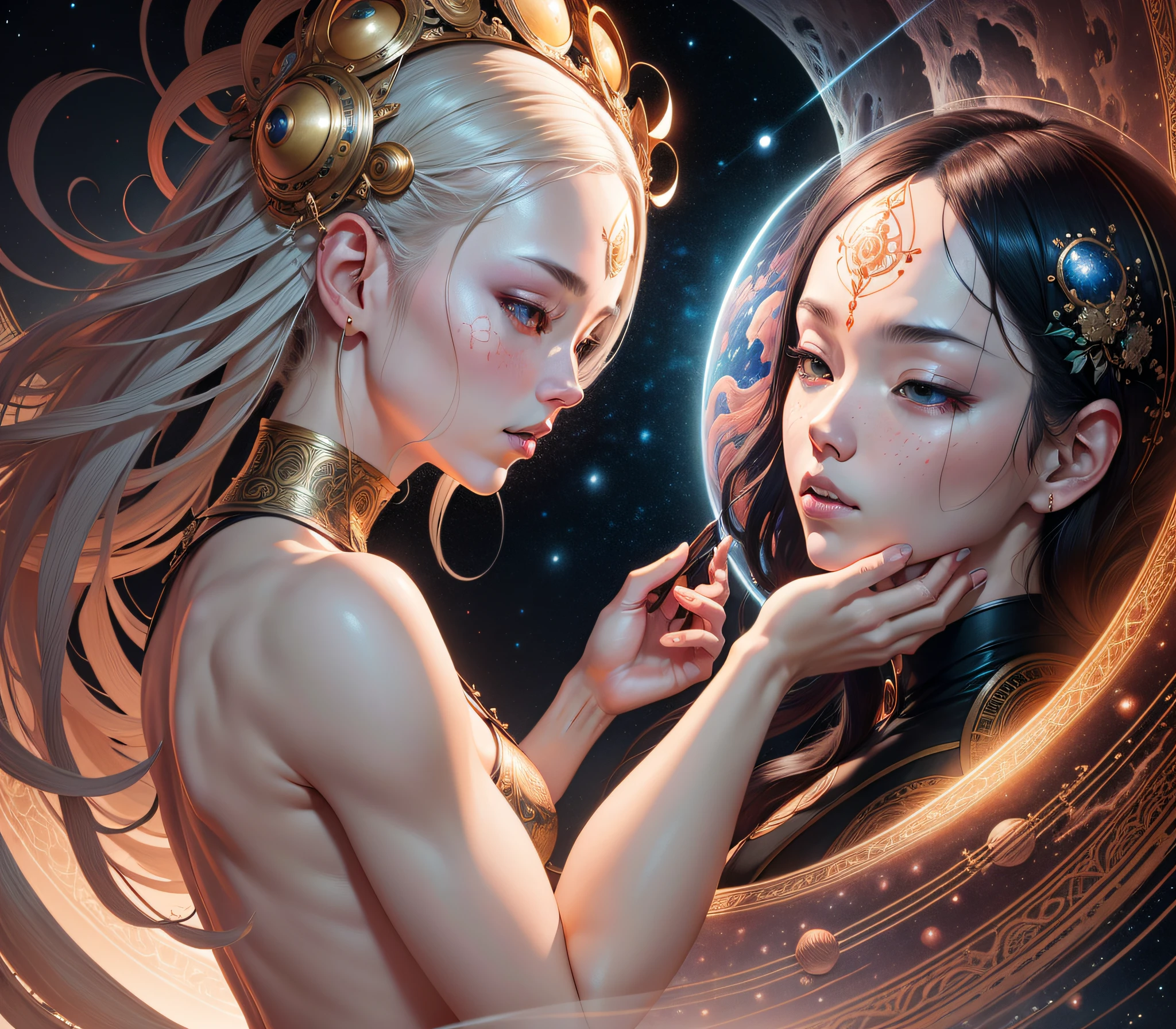 god creating the universe, part by takato yamamoto, part by alex gray, ross tran, james jean, ultra realistic, octane render, highly detailed, 8 k, trending on artstation, cosmic, symmetry, masterpiece