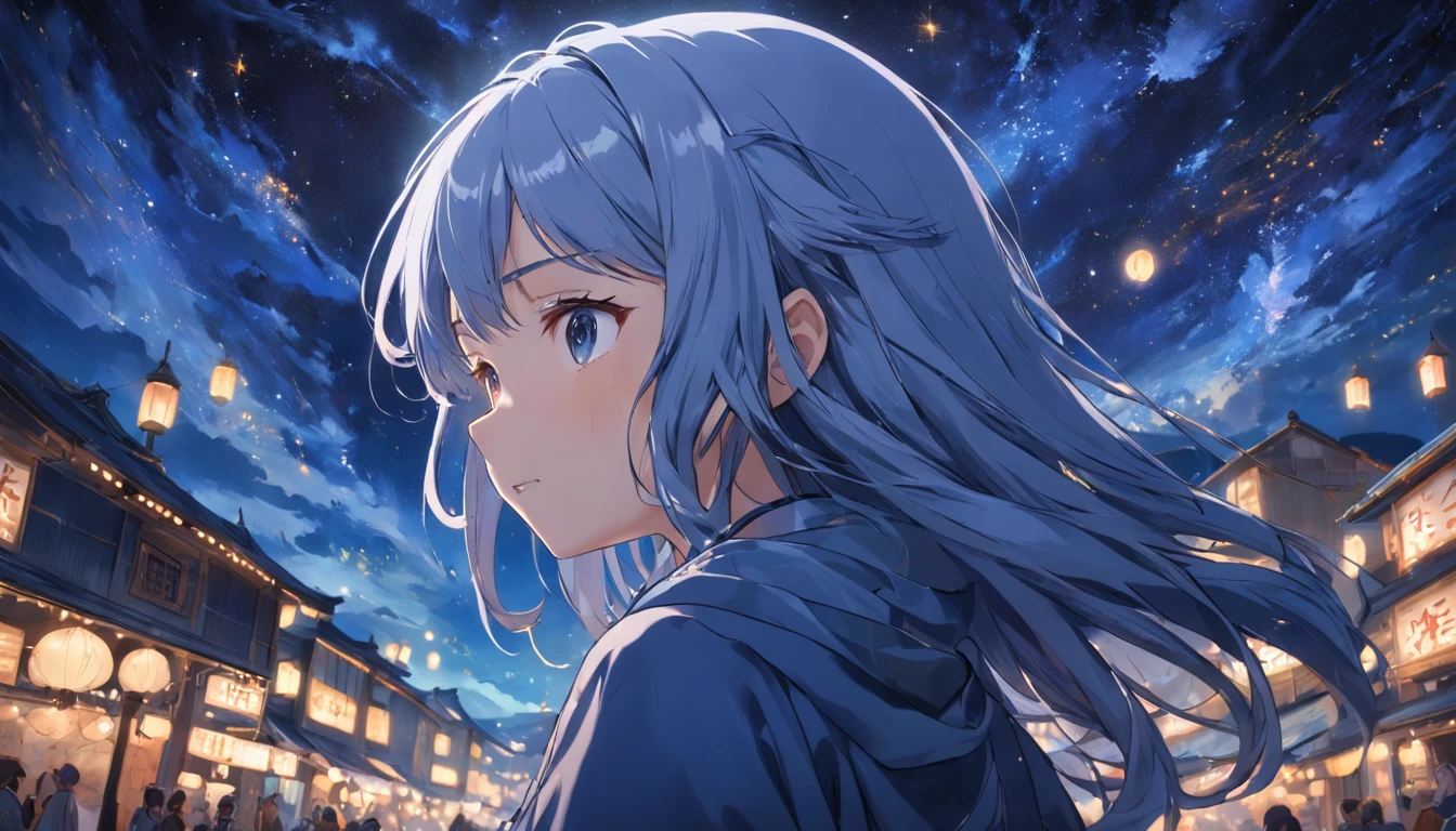 girl, otherwordly beauty, looking at starry night, smooth ultra accurate detailed 4k high resolution, masterpiece, starry night
