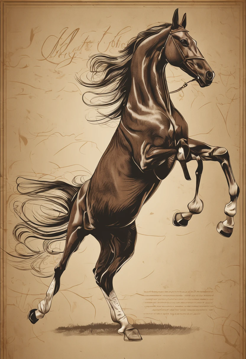 Theme: Capturing the Essence of a Thoroughbred
Main Color: Deep Chestnut Brown
Secondary Color: Gold
Background Color: Cream
Style: Elegant, Modern, Simple
Textures: Texture of the coat, Glossiness of a Thoroughbred
Lines Description: Graceful curves conveying elegance, lines depicting the path to victory
Form Description: Clean contours and graceful form accentuating the strength of a racehorse