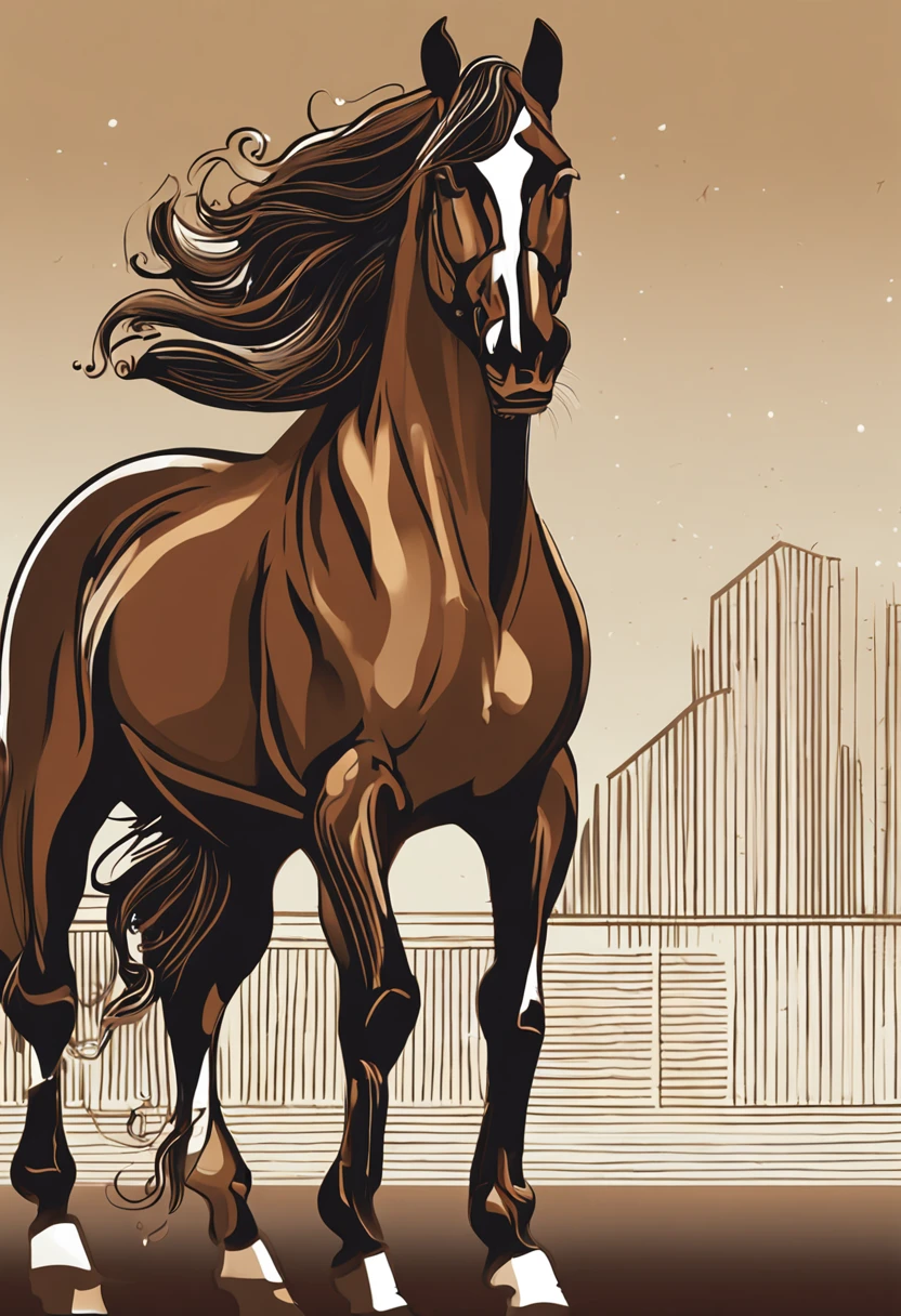 Theme: Capturing the Essence of a Thoroughbred
Main Color: Deep Chestnut Brown
Secondary Color: Gold
Background Color: Cream
Style: Elegant, Modern, Simple
Textures: Texture of the coat, Glossiness of a Thoroughbred
Lines Description: Graceful curves conveying elegance, lines depicting the path to victory
Form Description: Clean contours and graceful form accentuating the strength of a racehorse