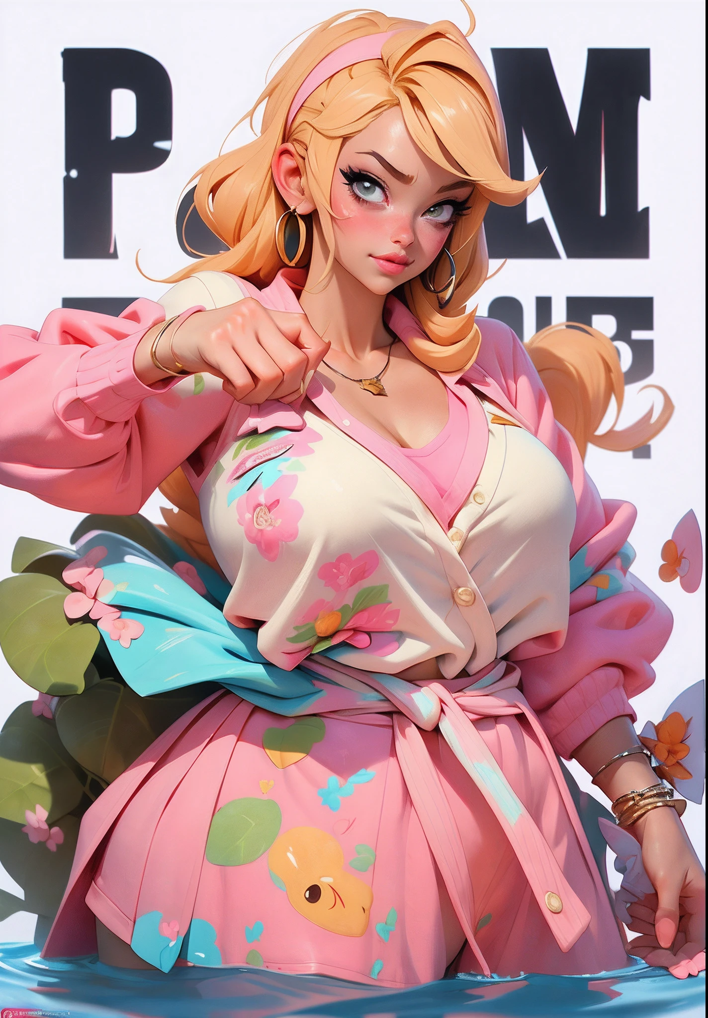 ((Best quality)), ((Masterpiece)), ((Realstic)) Jolie fille Nami de One Piece, Jolie fille, neon light. ((beautiful and aesthetic)), sexy, gros seins, chaud, (grosse poitrine:1.4), (Seins gigantesque :1.3), 8k, style anime, style artistique, tatouage bleue marine sur le bras gauche, long cheveux oranges, striped bikini, chubby abdominaux,
