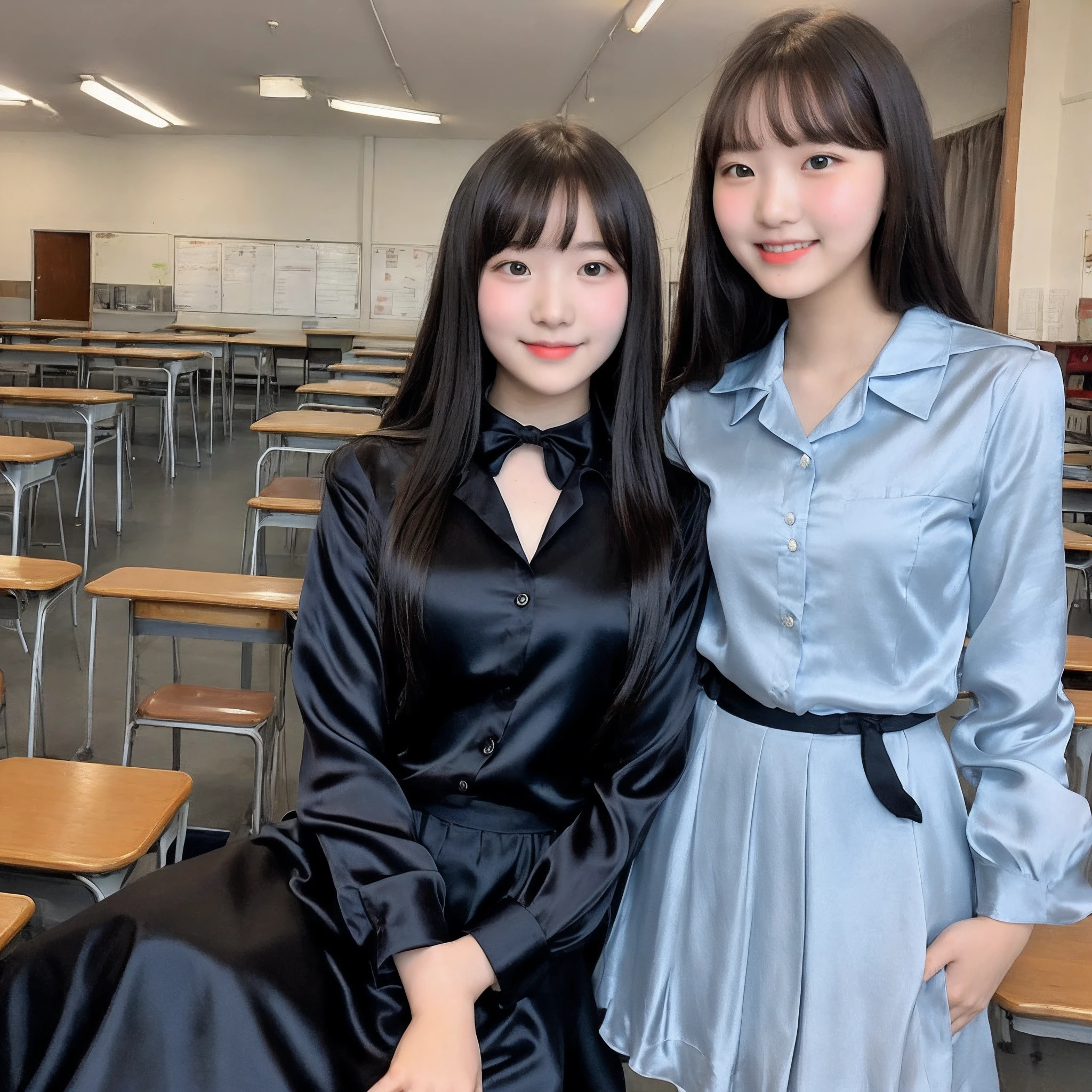 A high school girl wearing black silk
