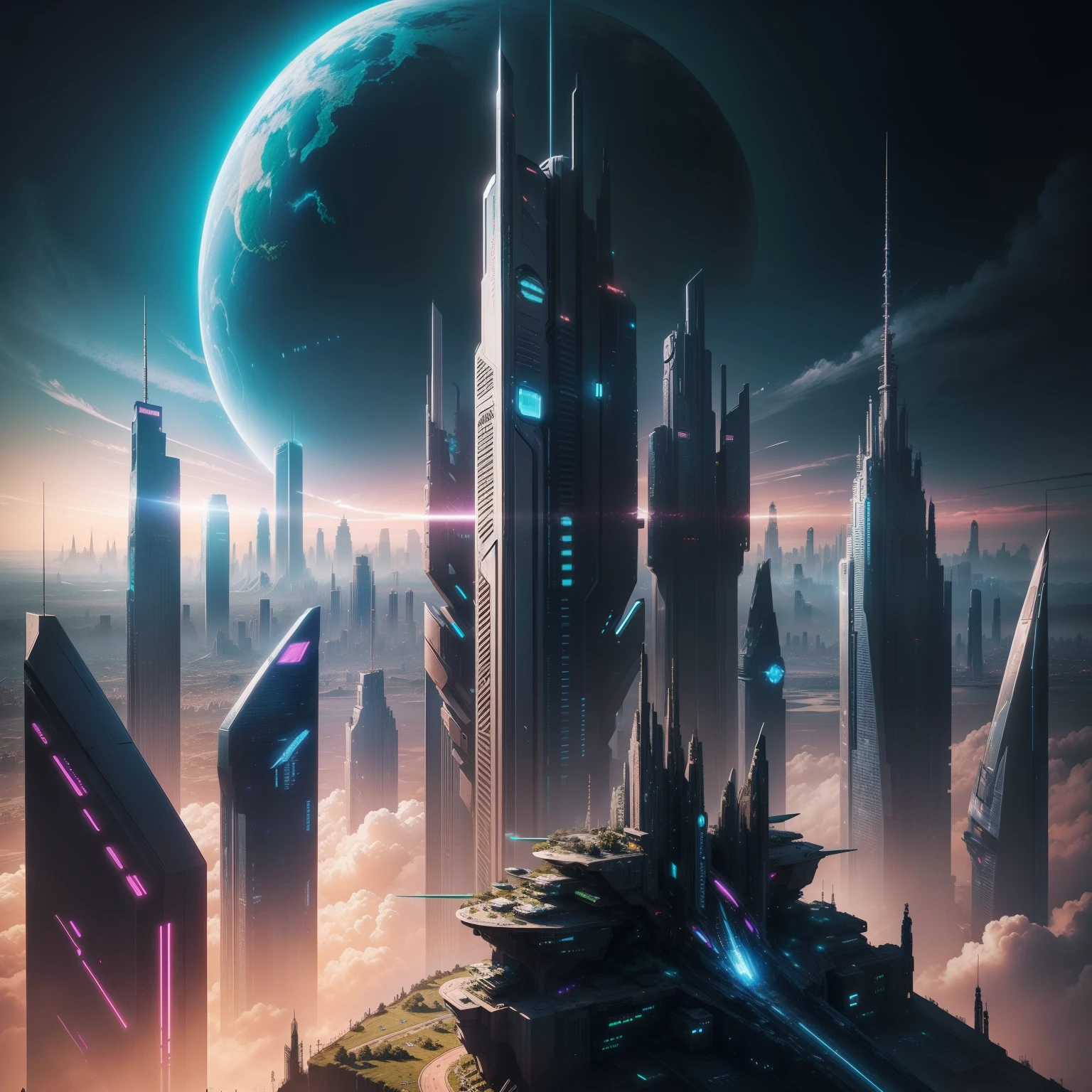 cyberpunked Future landscape planet earth Skyscrapers SFArt Futuristic City top-quality masterpiece 超A high resolution dream Mare