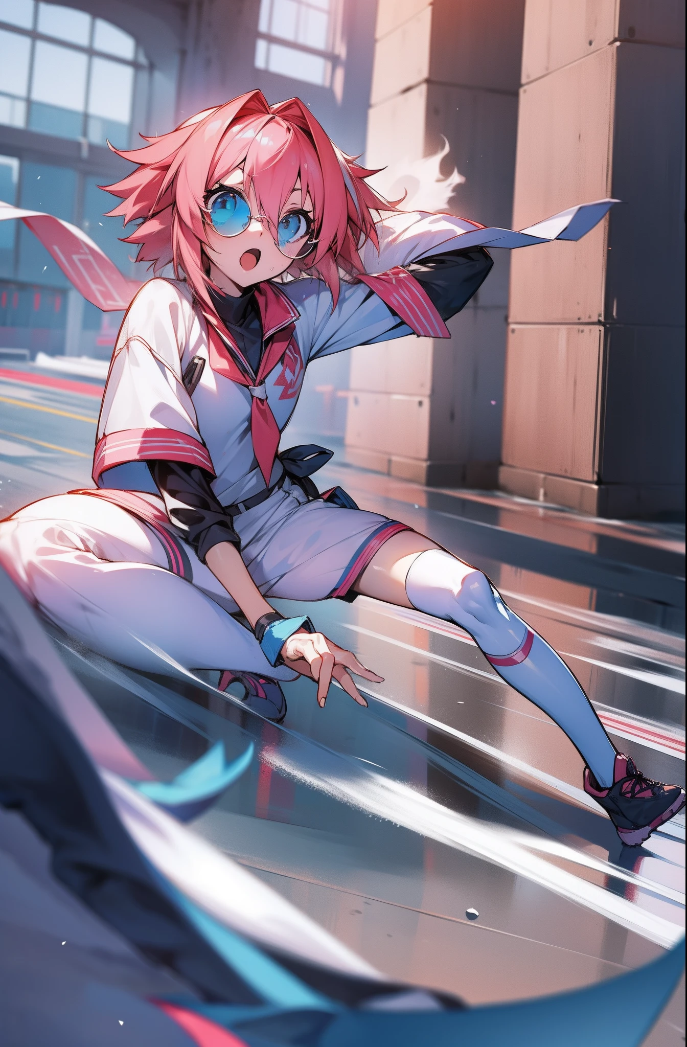 O destino de Astolfo,1girl , uniforme de futebol, running glasses