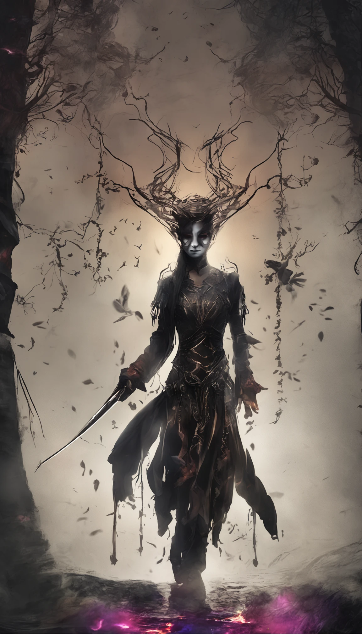 Best quality, Masterpiece, 超高分辨率, (photograph realistic:1.4), surrealism, Dream-like,fusionart, Shadowdancer, shadow magic, darkness control, stealth, shadowstep, umbral spells, hidden blade,