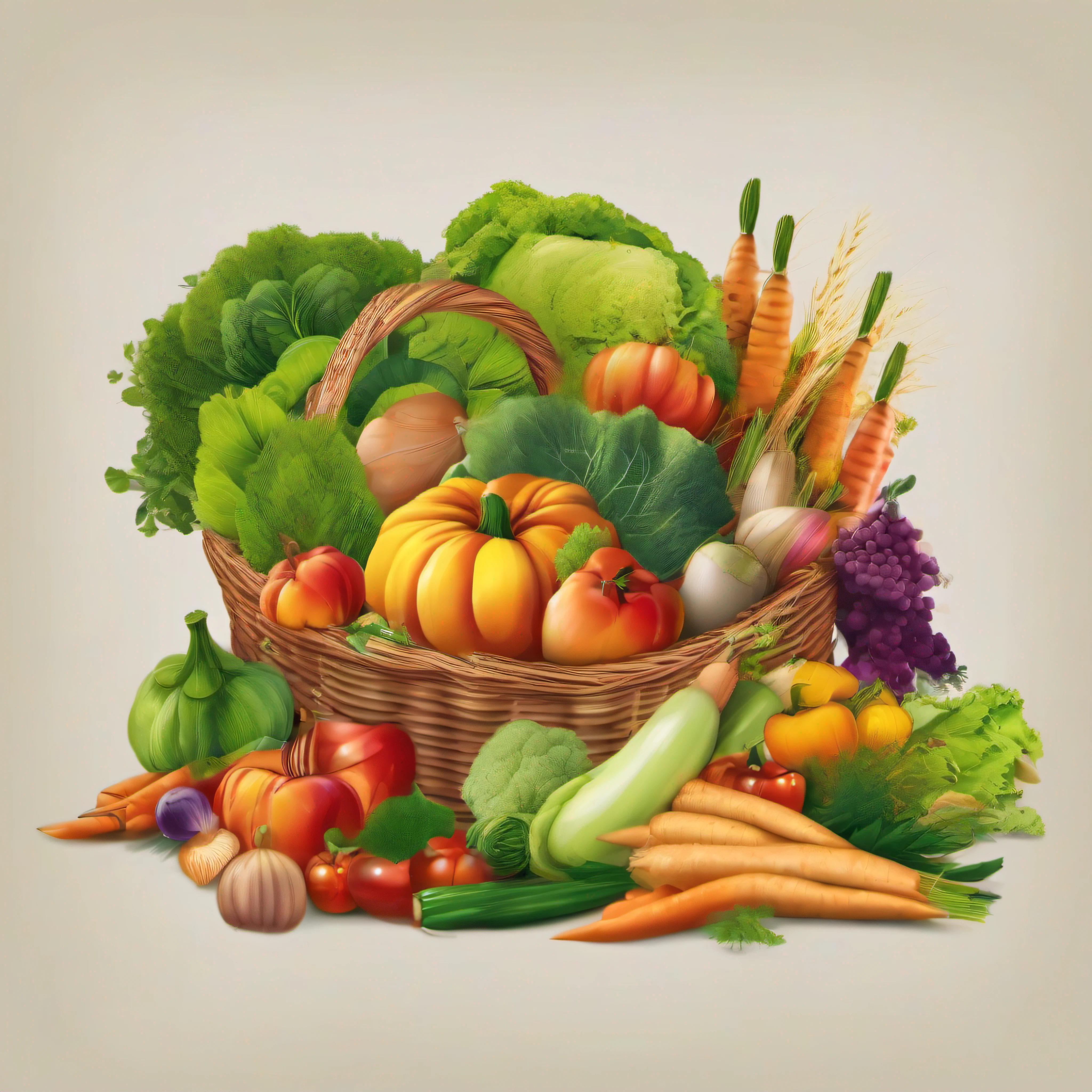 illustration，Leave white space all around，There are many different vegetables in the basket, harvest fall vibrance, Harvest, harvest fall vibrance, healthy, cornucopia, Fruit, Verdure, vegetative people, istock, Cutout, author：Juan O'Gorman, Beautiful image, Great quality, fully body photo, spectacular quality, Fuller