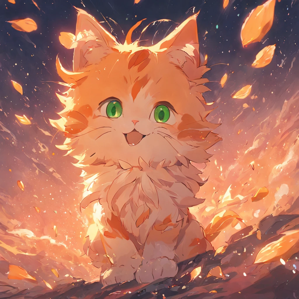 Cute kittens, Jumps, meowing, Playing, scratch, flipped, Cute.green-eyed,Orange cat,Rose flower,Collar,Skysky
