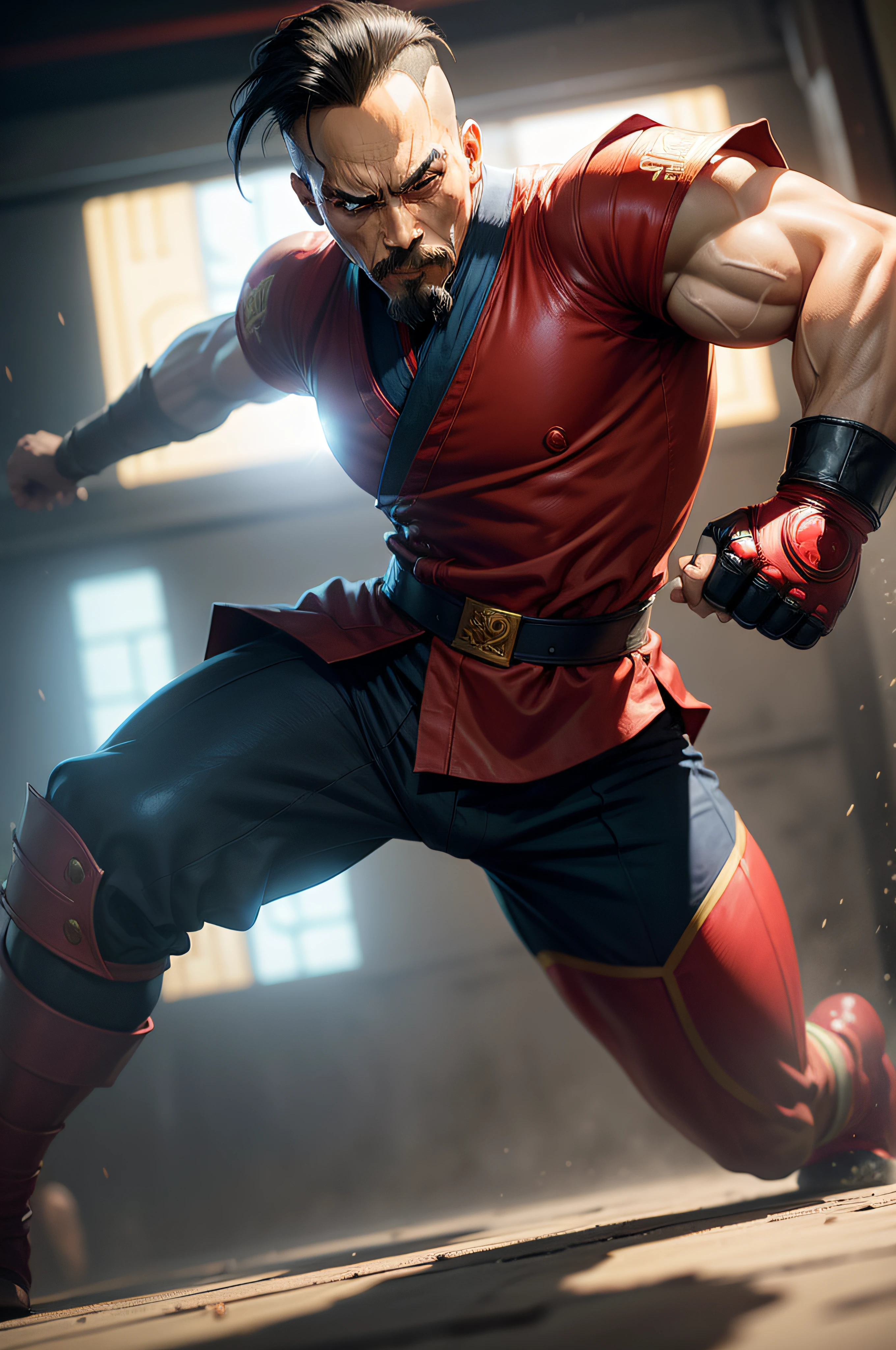 Ho Chi Minh in street fighter game mixing with marvel, uncle Ho