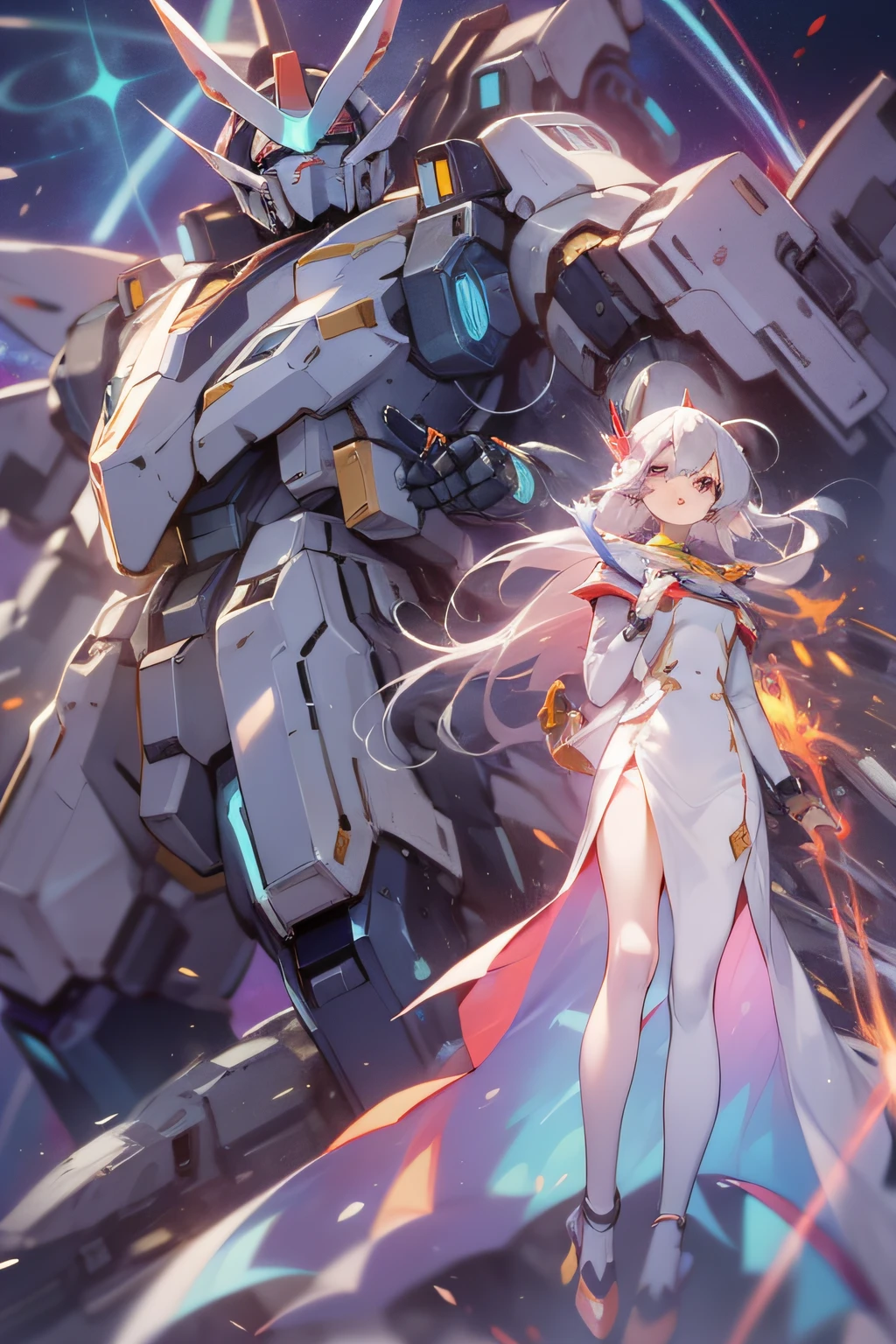 "Majestic mecha exuding its unparalleled might, radiating an awe-inspiring aura,big aura