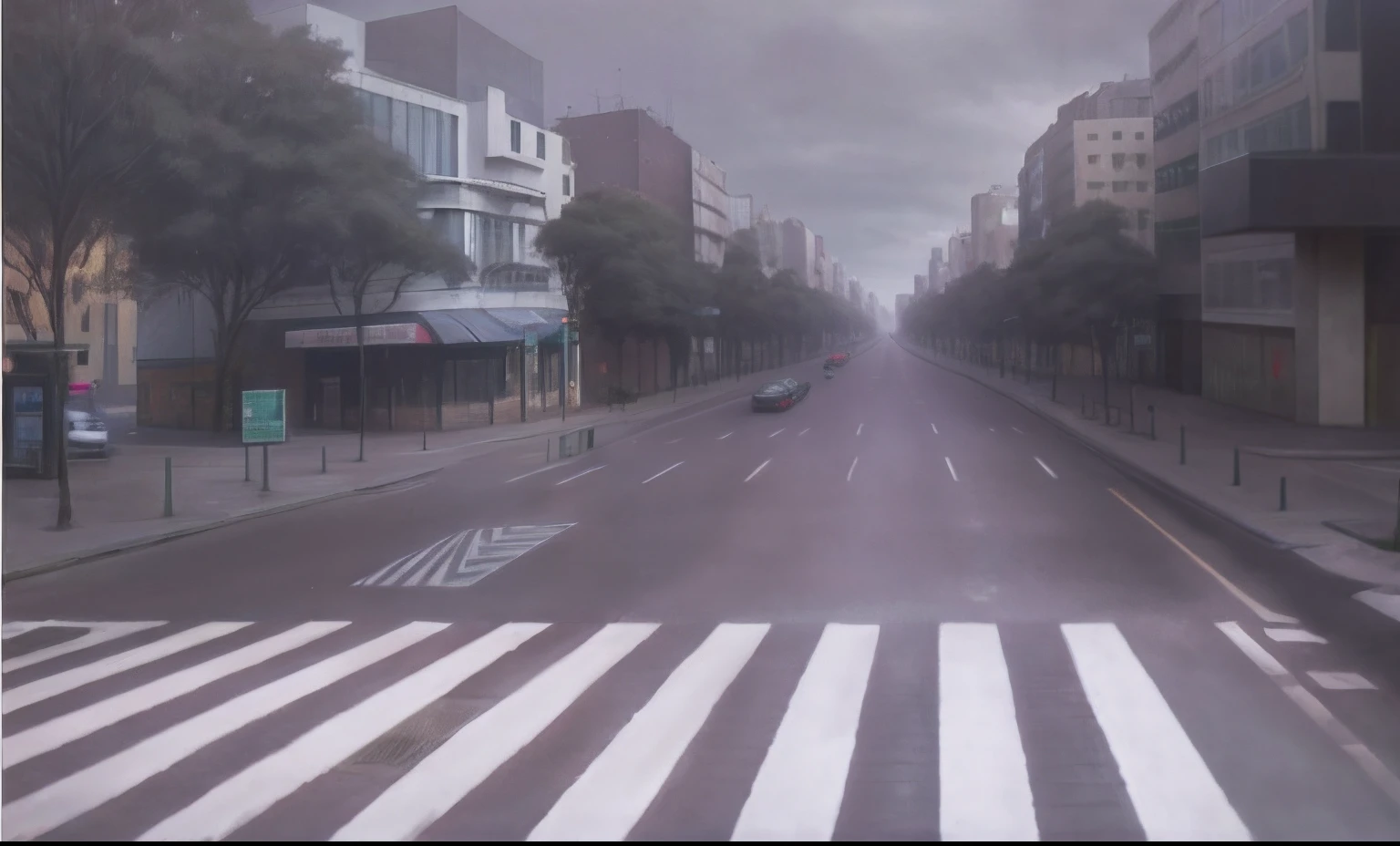 Street view with street background of pedestrian crossing and buildings, city street view background, crossing road, crosswalks, Empty streets, 4K