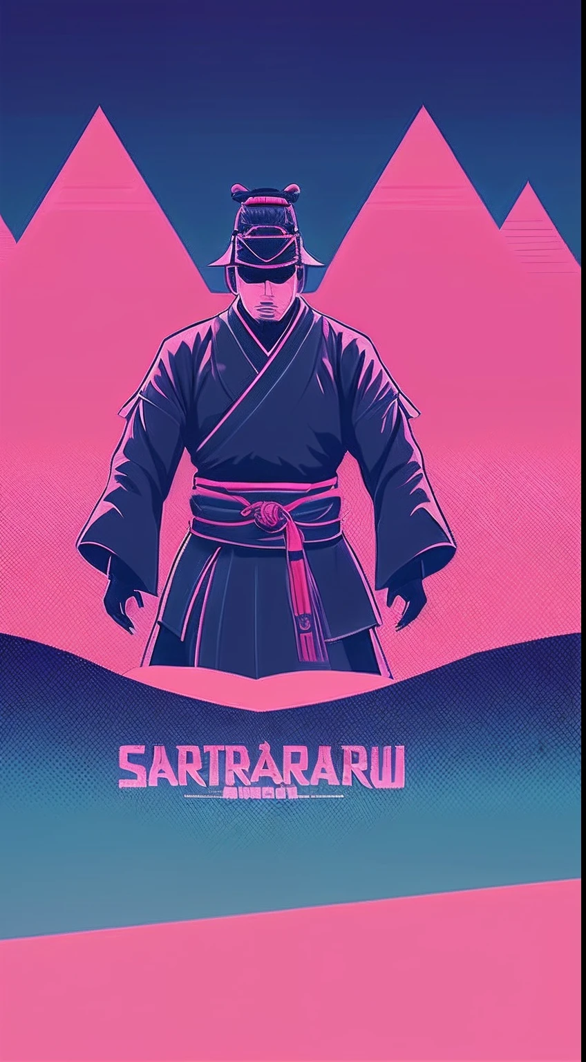 (
Tartaruga samurai com fone de ouvido,
feeling of excitement,
estilo minimalista,
paisagem synthwave,
cores vibrantes
) --auto