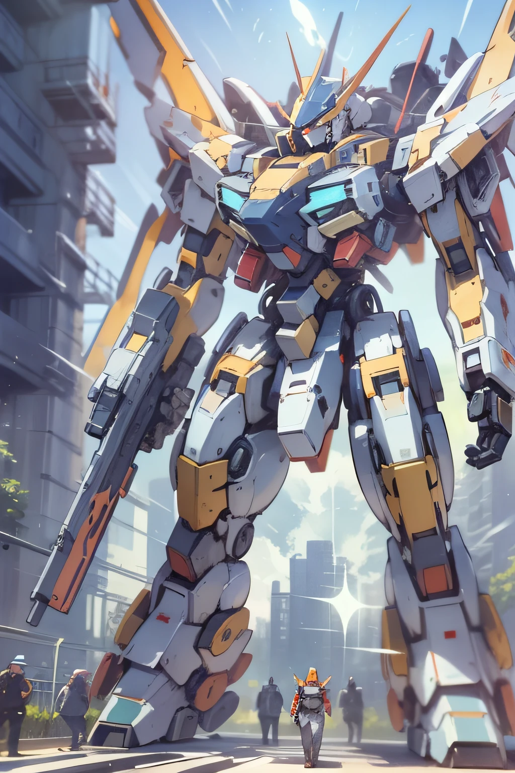 "Majestic mecha exuding its unparalleled might, radiating an awe-inspiring aura,big aura