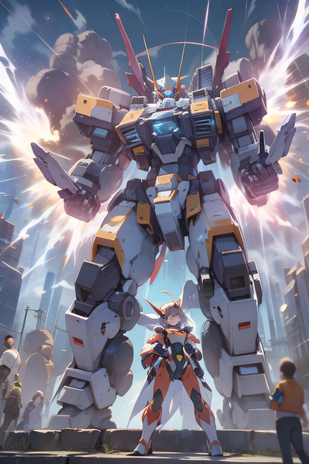 "Majestic mecha exuding its unparalleled might, radiating an awe-inspiring aura,big aura