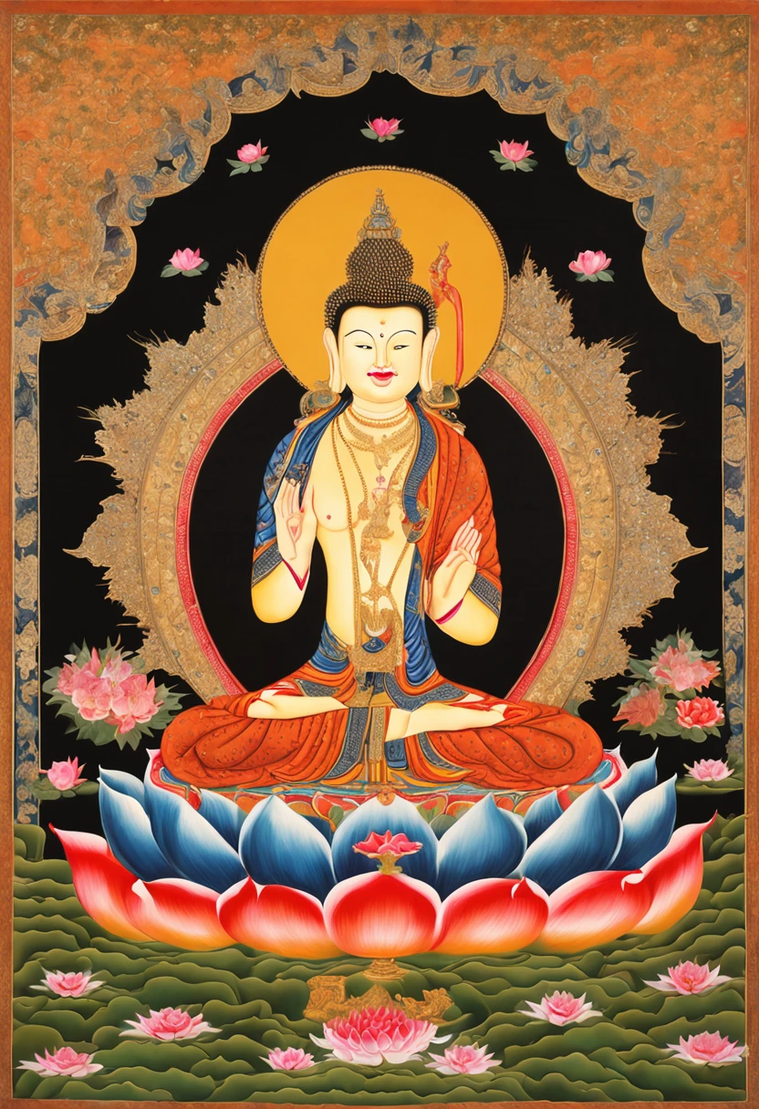 （Chinese immortals）, （Buddhism）, Multip_Hands，（mythological stories）, （bodhisattva）, She sits on a lotus, （Three hands on the left，Three hands on the right, Each hand holds a different Buddhist vessel, left right symmetry），（Delicate and beautiful face）, （White silk robe）sitting on a lotus flower, Frontal photo，Light smile, neo-classical, OP Art, Chiaroscuro, Cinematic lighting, god light, Ray tracing, character sheets, projected inset, first person perspective, hyper HD, Masterpiece, ccurate, Textured skin, Super detail, High details, High quality, Award-Awarded, Best quality, A high resolution, Exquisite and perfect facial features，美丽细致的眼睛，long eyelasher，Delicate eyeliner，almond eyes，Blue eyes，Dark pupils，There are highlights in the eyes，Beautiful lip details，8K high-definition，anatomy correct，Oil painting thick painting style