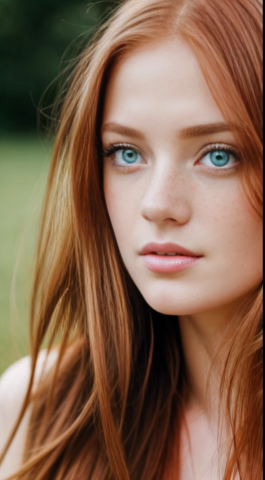 Create a realistic image of a beautiful red-haired girl with freckles and blue eyes, her face capturing a sense of charm and uniqueness. Use a telephoto lens, such as an 85mm, 100mm, or 200mm, to focus on her features and achieve a slightly blurred background that complements her appearance. Opt for a camera model like the Sony α7 III, Nikon D850 DSLR 4k, or Canon EOS R5 to ensure the image quality vividly captures the intricate details and lifelike colors.
Position the girl in a way that showcases her natural beauty and allows her personality to shine through. Emphasize her vibrant red hair, freckles, and captivating blue eyes. The soft bokeh created by a wide aperture setting, like F1.2, will add an artistic touch and gently separate the subject from the background.
Pay close attention to lighting, using a setup that enhances the girl's features without overpowering the scene. The result will be a realistic and striking portrayal of the red-haired girl, highlighting her distinctive attributes against a subtly blurred backdrop.