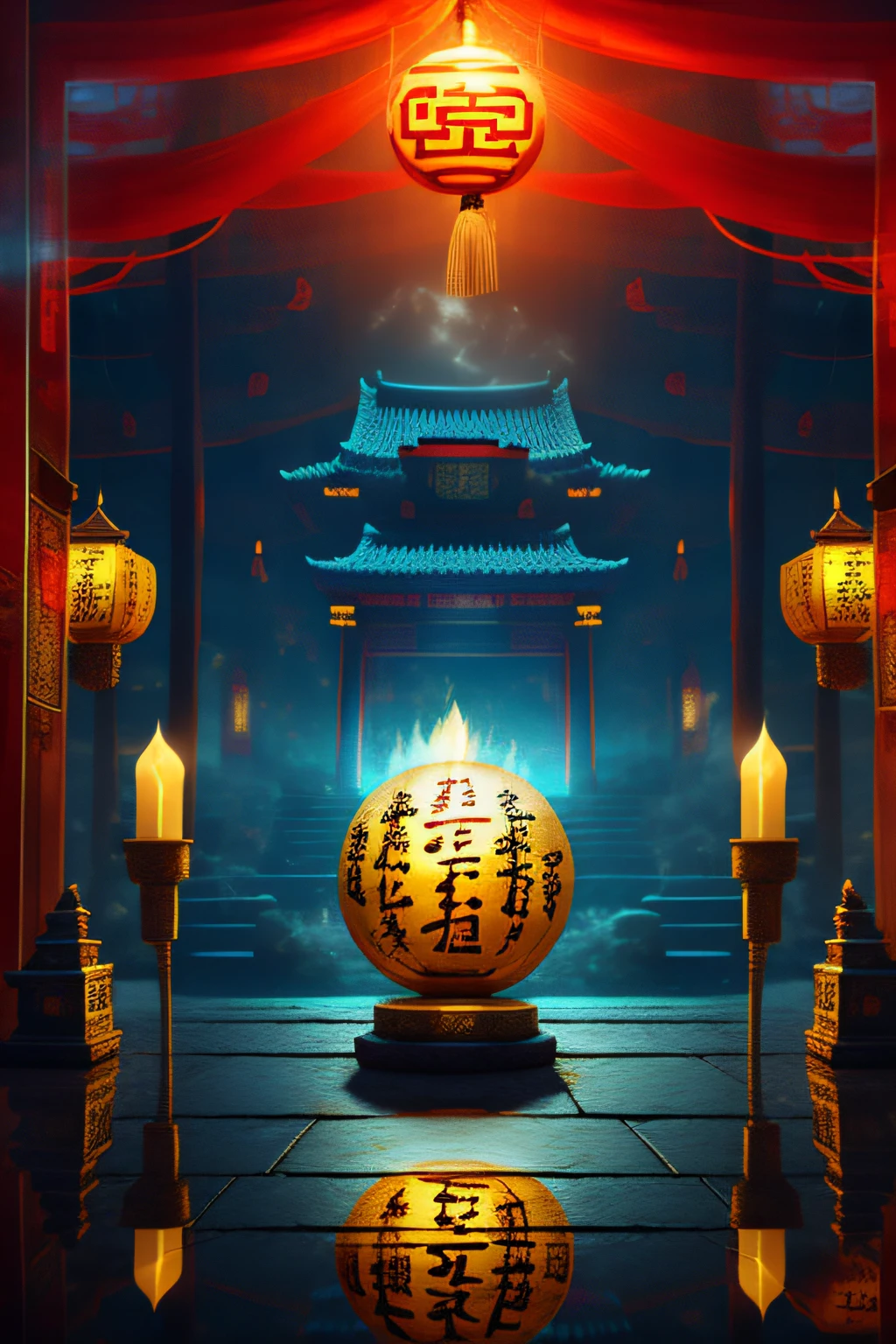 8K,Authentic texture,Paper Man,White candles,Zodiac,Daoism,Horrible old house,White candles, Yellow charm, Taoist films, Chinese movie poster,