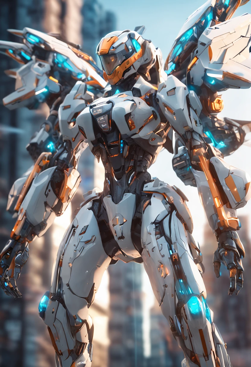 Close-up of a person flying in the air, Mecha wings, female mecha, mecha asthetic, girl in mecha cyber armor, cool mecha style, beautiful full-body concept art, modern mecha anime, Mechanized Valkyrie girl, pristine concept art, 2. 5 D CGI anime fantasy artwork, anime mecha aesthetic