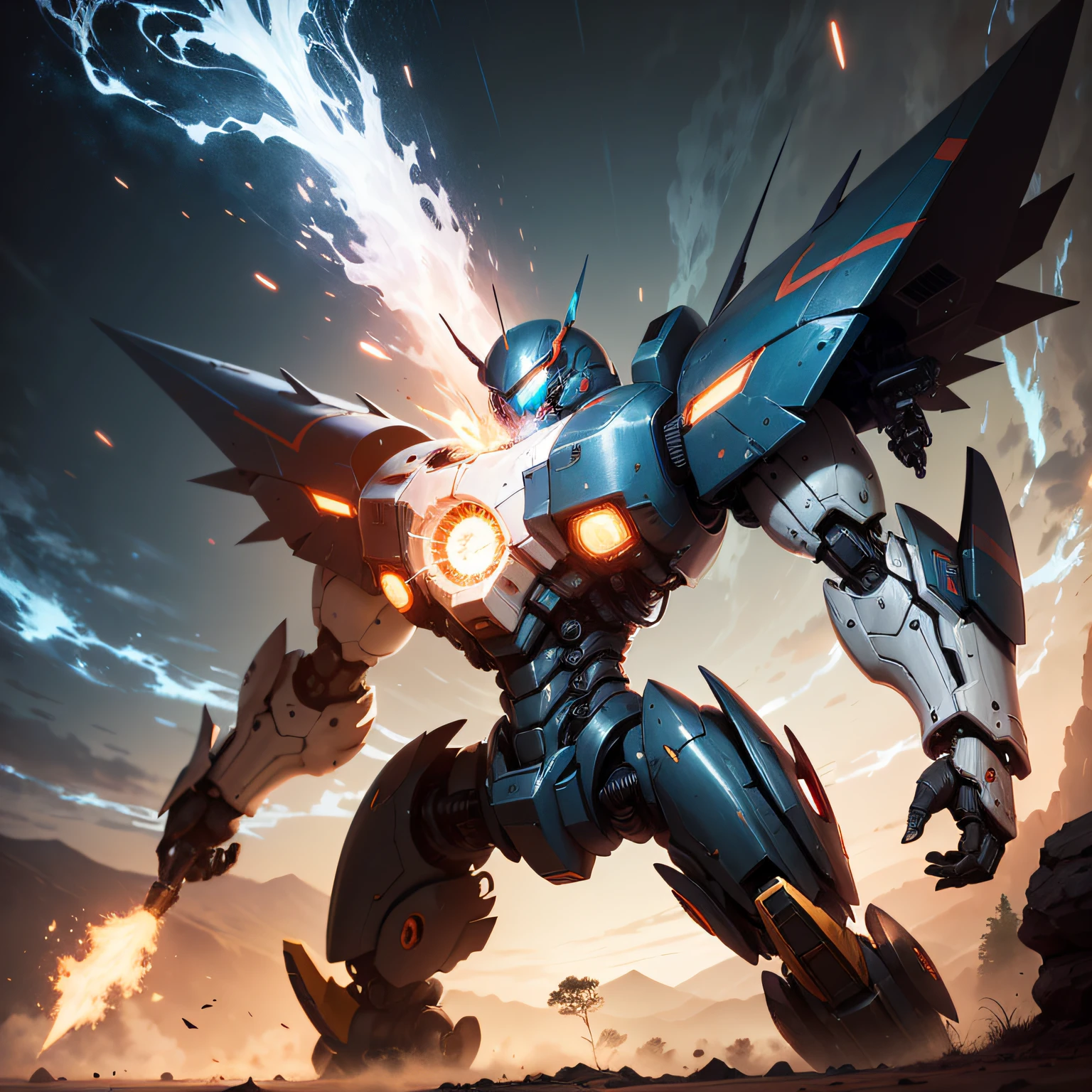 "Majestic mecha emanating unstoppable power, emanating an awe-inspiring aura." --auto