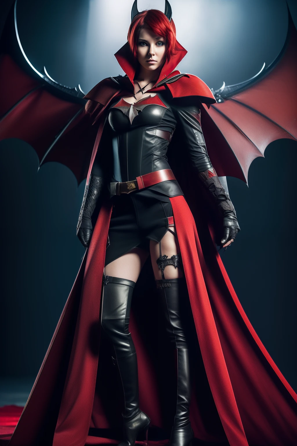 Are you okay, (Best illustrations), 8K resolution, squat、Intricate details, highest quality, Realistic, Super detailed, Best lighting, Best Shadow, Ultra HD, Necromancer, night, magic, Dark Style, vampire, Bat Wings, Red glowing eyes, Dracula,  moon,