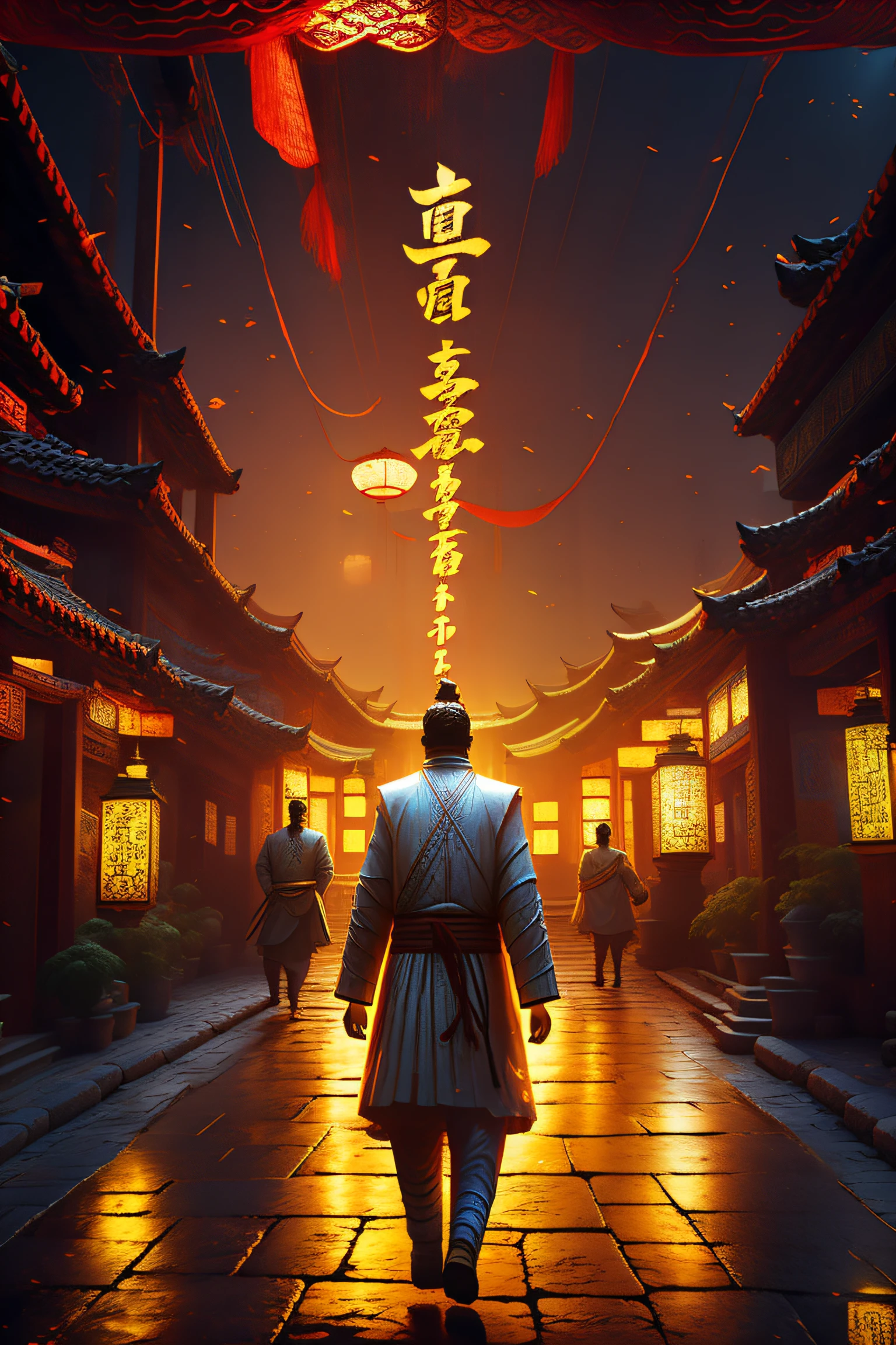 8K,Authentic texture,Beat the more people walking on the road,Paper man in the back,White candles,zodiac,Daoism,Horrible old house,White candles, Yellow charm, Taoist films, Chinese movie poster,
