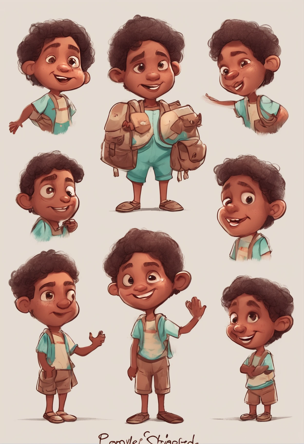 Create a character for a children's story, Menino chamado Davi, in various positions and expressions with white background, painting digital adorable, Arte infantil em Artstation, fanart detalhado, personagem bonito dos desenhos animados, Retrato bonito, bela arte digital, Retrato de Lofi, Belo estilo de arte,