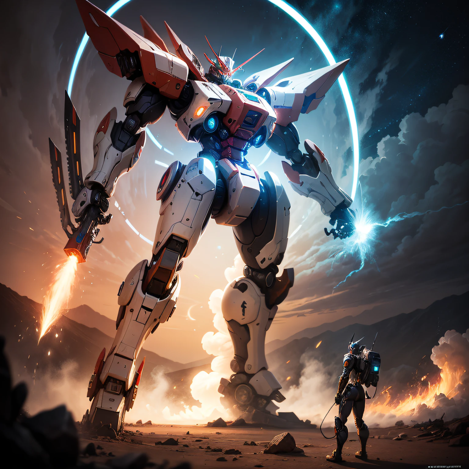 "Majestic mecha emanating unstoppable power, emanating an awe-inspiring aura." --auto