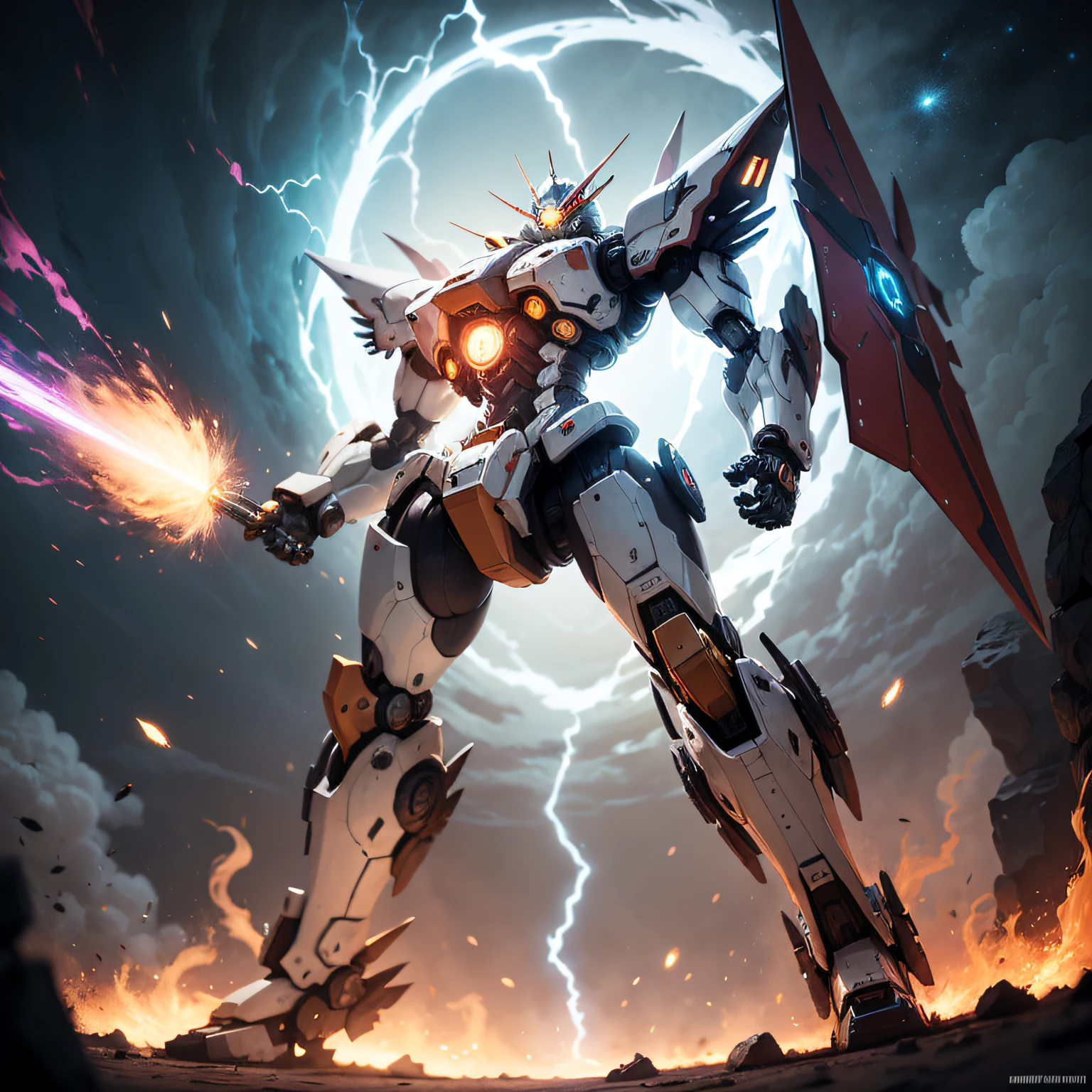 "Majestic mecha emanating unstoppable power, emanating an awe-inspiring aura." --auto