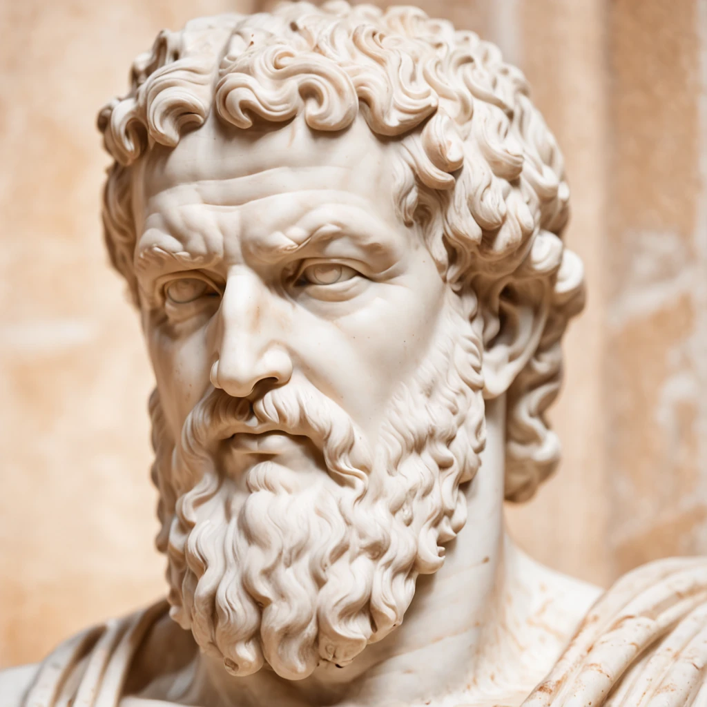 stoic greek statue like gods Hercules, polished marble texture like shiny porcelain, reusent colored dust background.