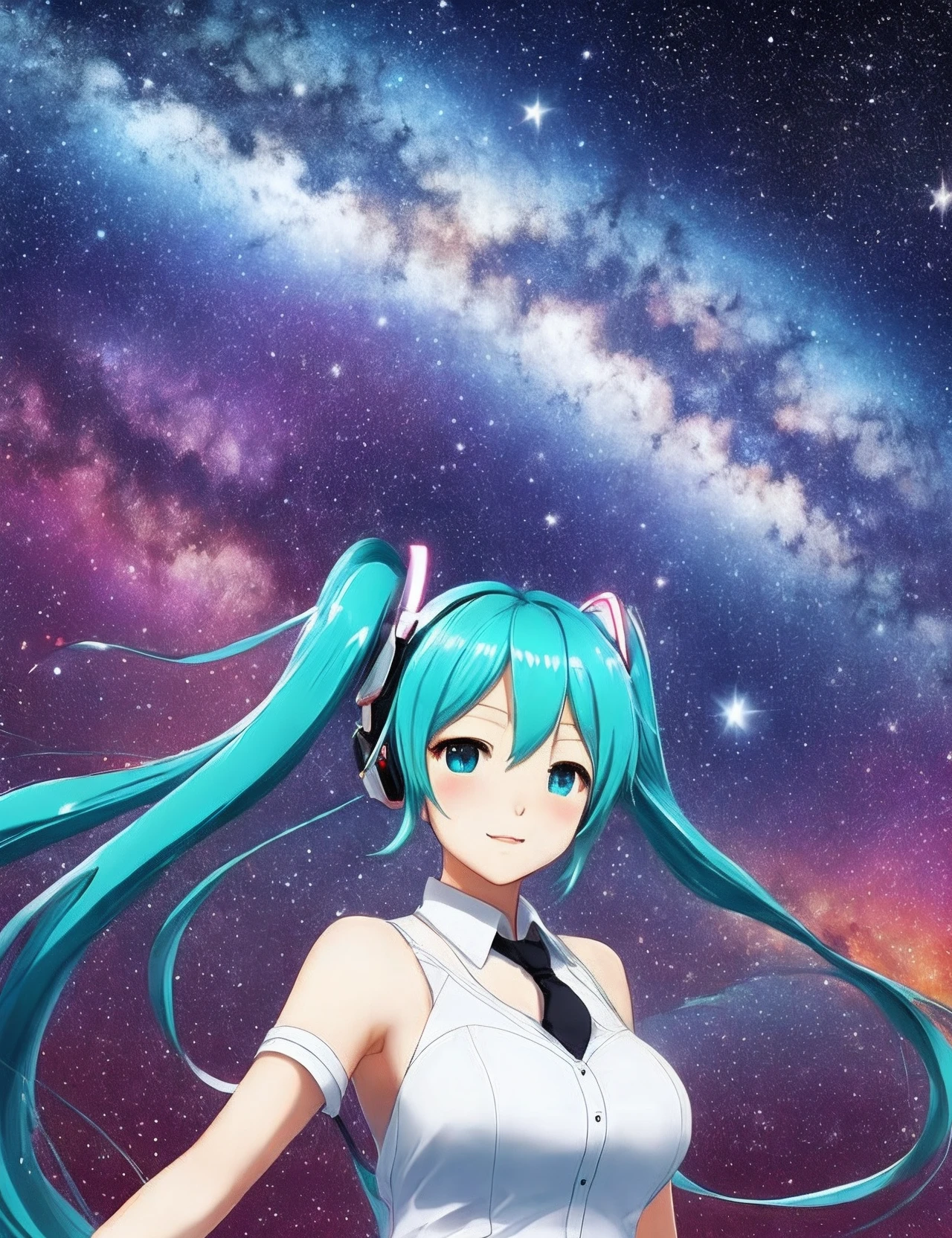 Big breasts Hatsune Miku，Luo Tianyi，Endless vast starry sky