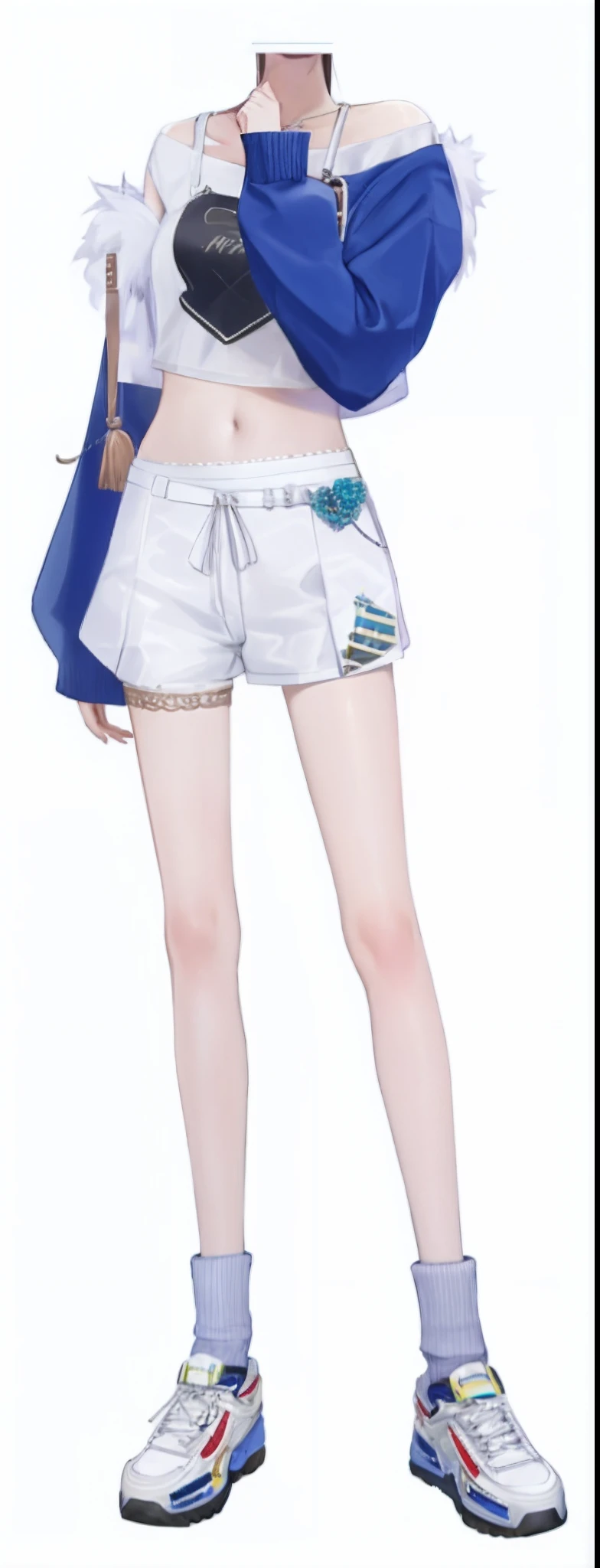 Pubic area is clear，filigree，short white pants