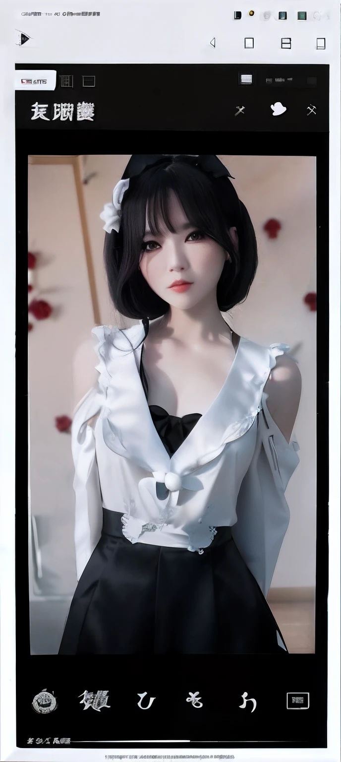 Top quality masterpiece illustrations、Black hair and black eyes、Wearing a necklace、Girl in floral cheongsam looking up、Beautiful face with hair on the side short hair at the angle of the lower body is fair.。