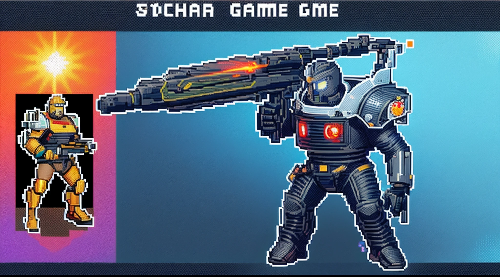 pixel game,character design,Sci-fi suit,Warrior with a laser gun, Pixel art #pixelart
