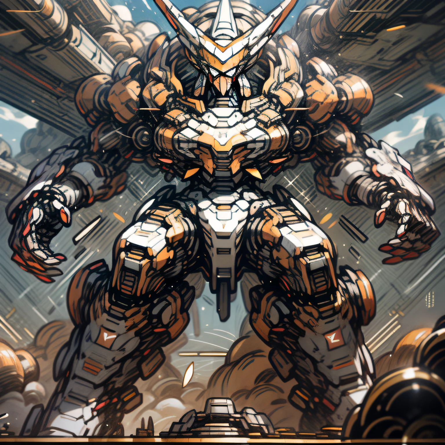 "An awe-inspiring mecha exuding invincibility and grandeur."