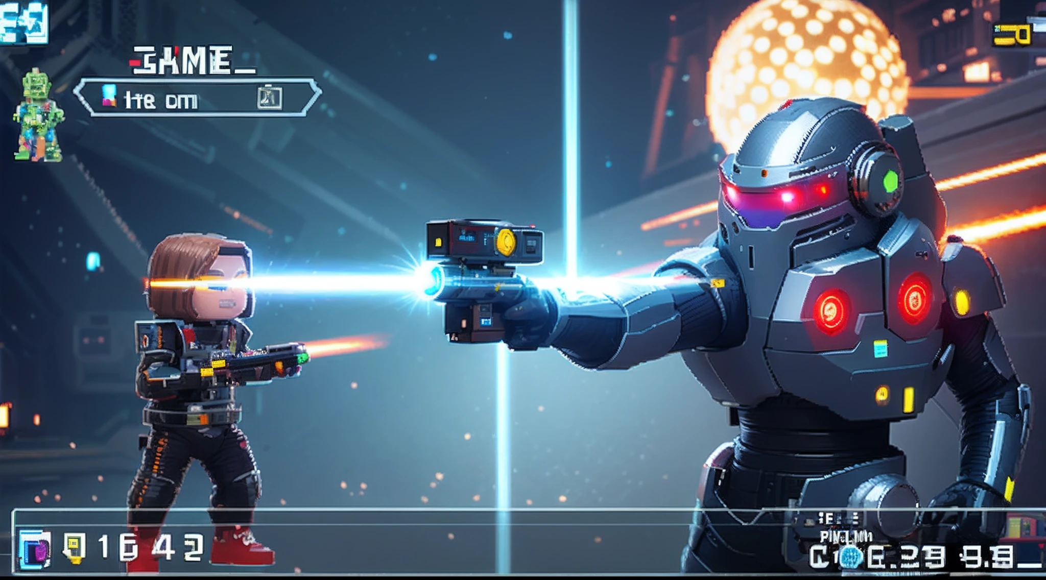 pixel game,character design,Sci-fi suit,Warrior with a laser gun, Pixel art #pixelart