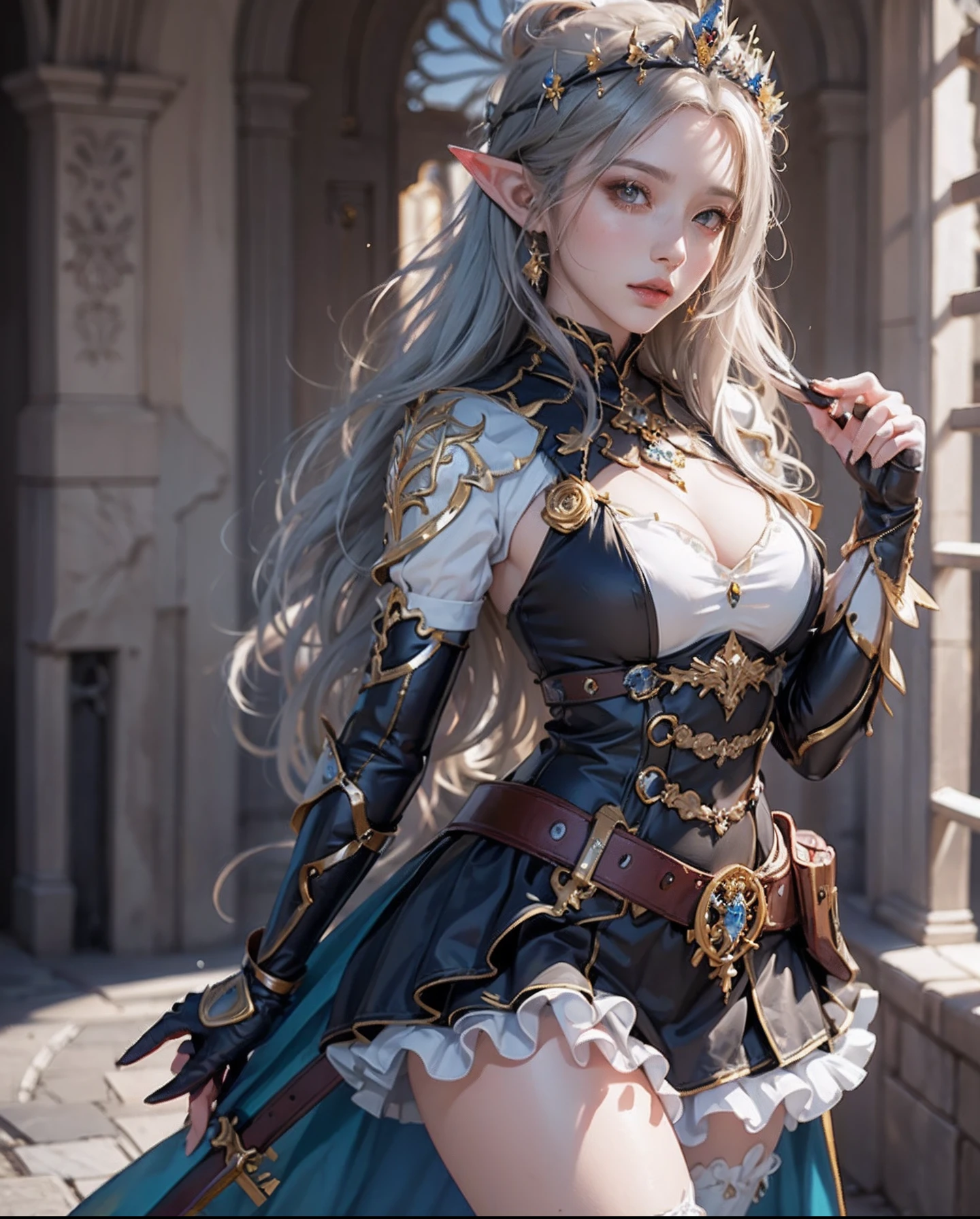 Anime girl in dress and flower tiara , cushart krenz key art feminine, portrait knights of zodiac girl, Detailed key anime art, high detailed official artwork, Detailed Digital Anime Art, Trending on ArtStation pixiv, 2. 5 d cgi anime fantasy artwork, detailed anime character art, alluring elf princess knight, astri lohne、