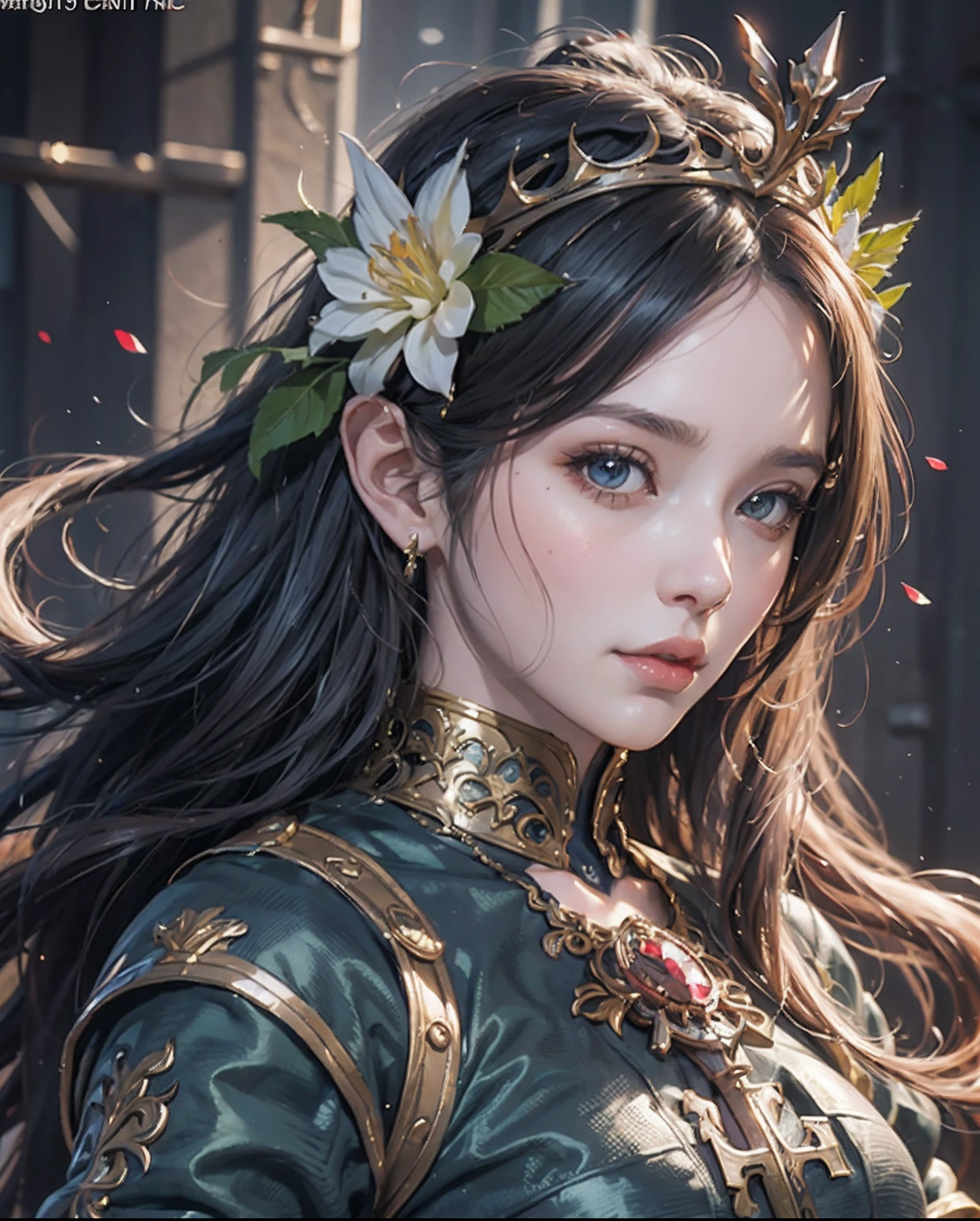 Anime girl in dress and flower tiara , cushart krenz key art feminine, portrait knights of zodiac girl, Detailed key anime art, high detailed official artwork, Detailed Digital Anime Art, Trending on ArtStation pixiv, 2. 5 d cgi anime fantasy artwork, detailed anime character art, alluring elf princess knight, astri lohne、