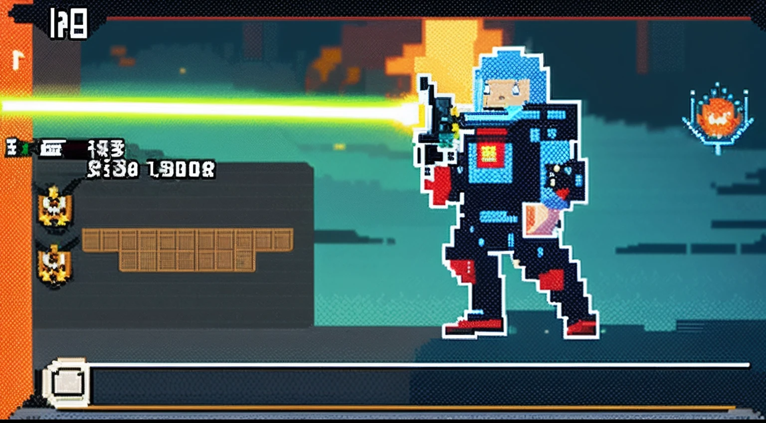 pixel game,character design,Sci-fi suit,Warrior with a laser gun, Pixel art #pixelart