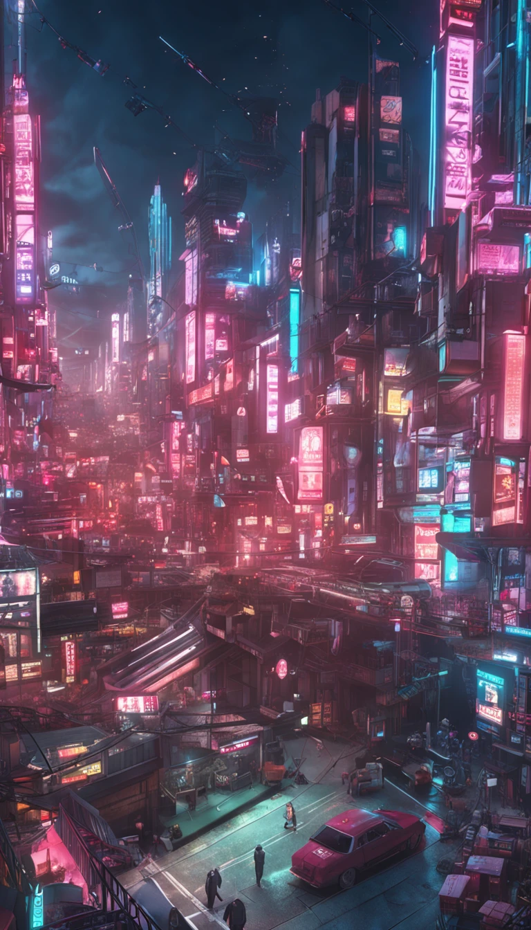 anime big breast　Looking up　Vast and epic cyberpunk Tokyo　8K　The is very detailed　top-quality