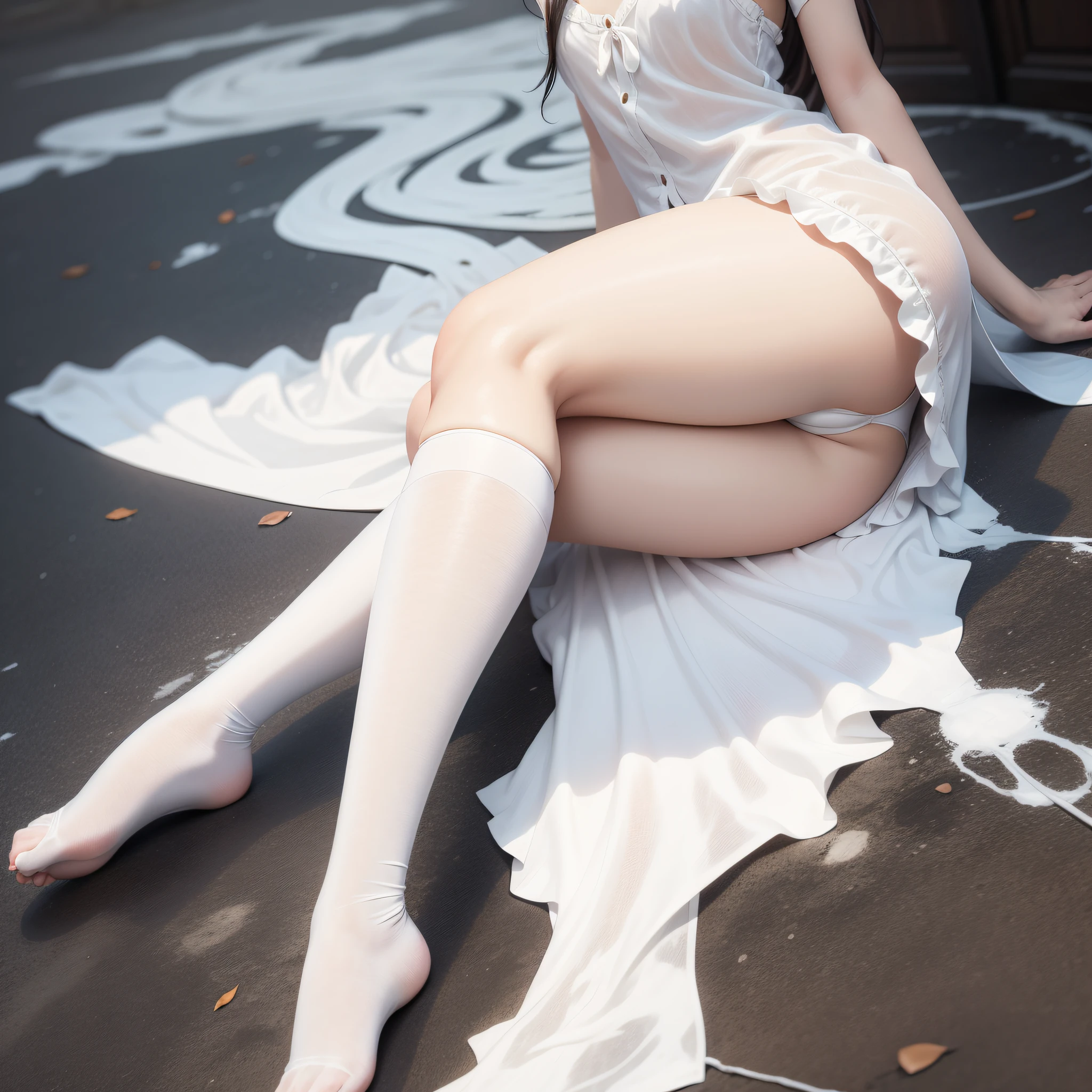 Anime beauty white silk leaky legs **** cat ears sell cute