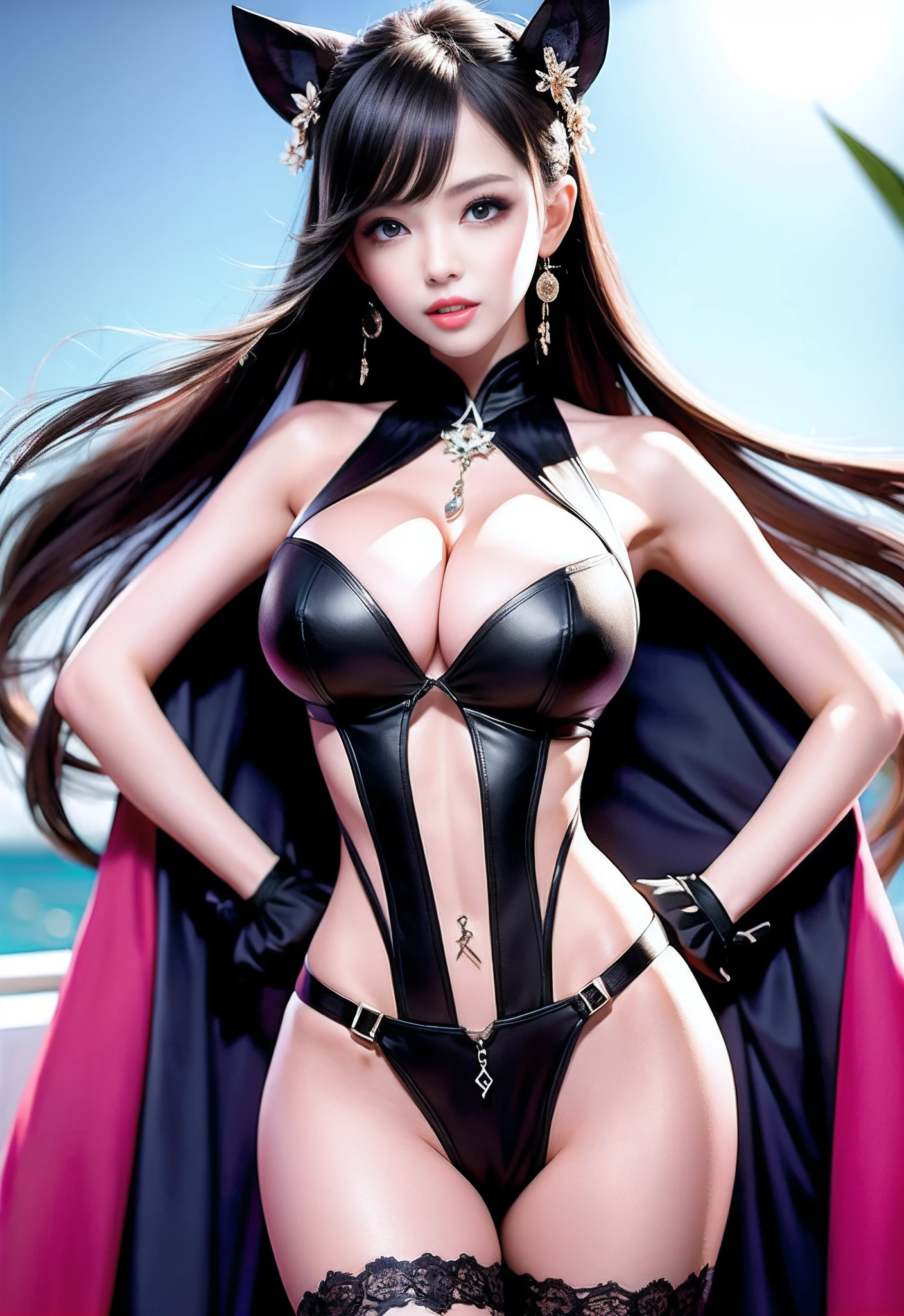 Black silk big breasts beauty sex